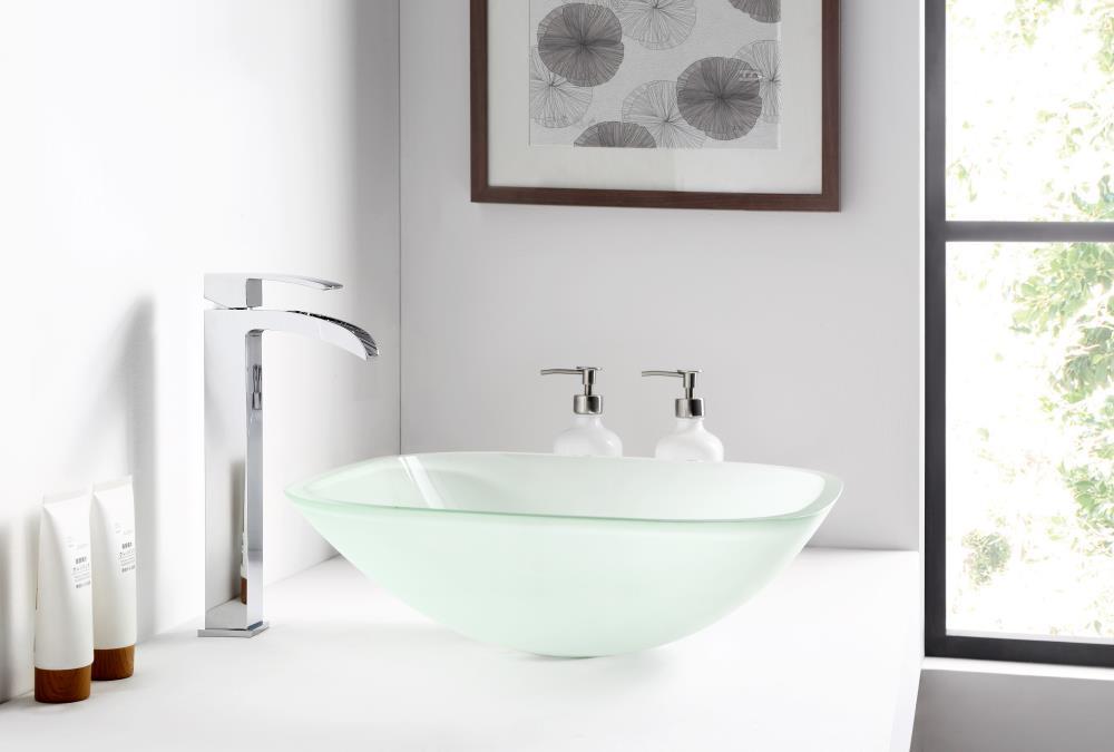 ANZZI LS-AZ8125 ANZZI Victor 16.5'' Matte Clear Tempered Glass Square Bathroom Sink