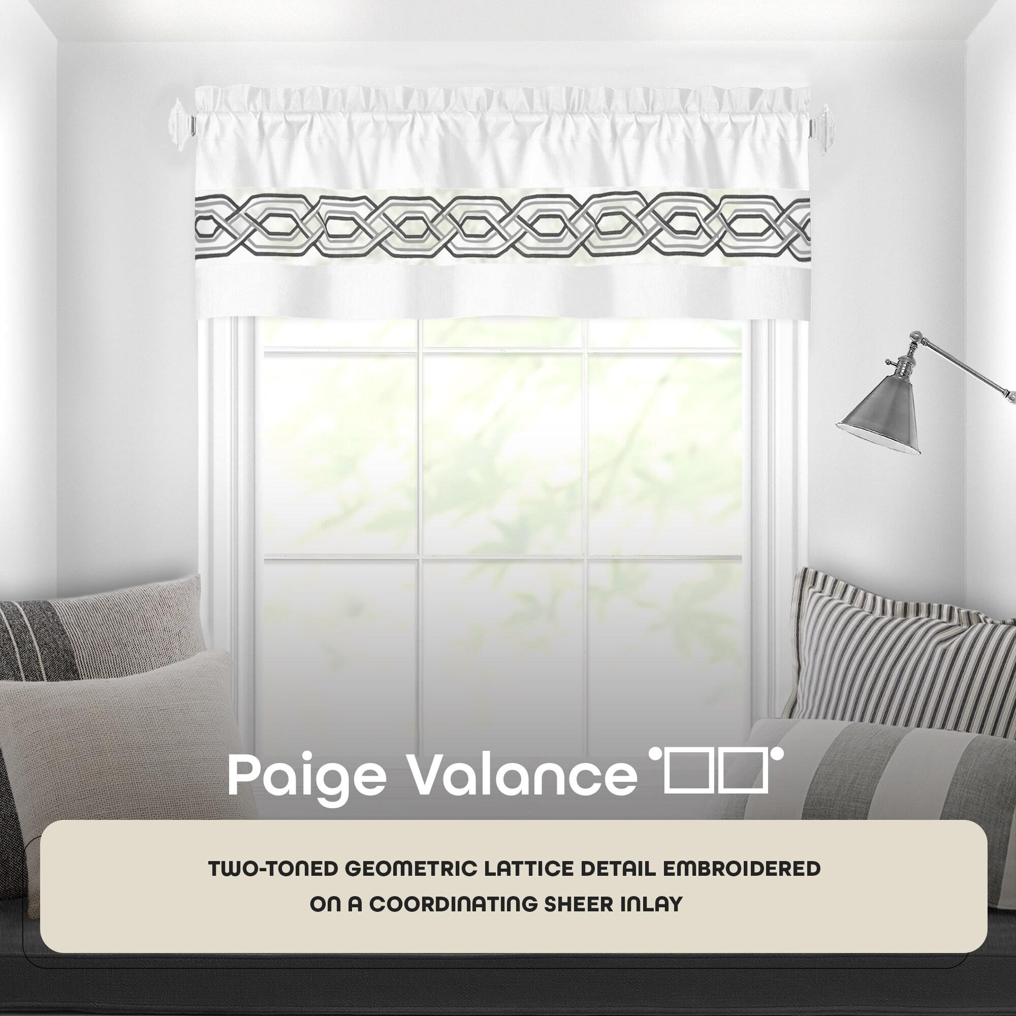 Achim Paige Rod Pocket Light Filtering Curtain Valance, White, 55" x 13"