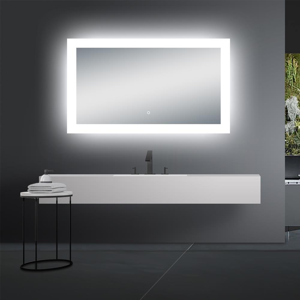 Vinnova Callista 48" Rectangle LED Lighted Bathroom Vanity Wall Mirror, Clear