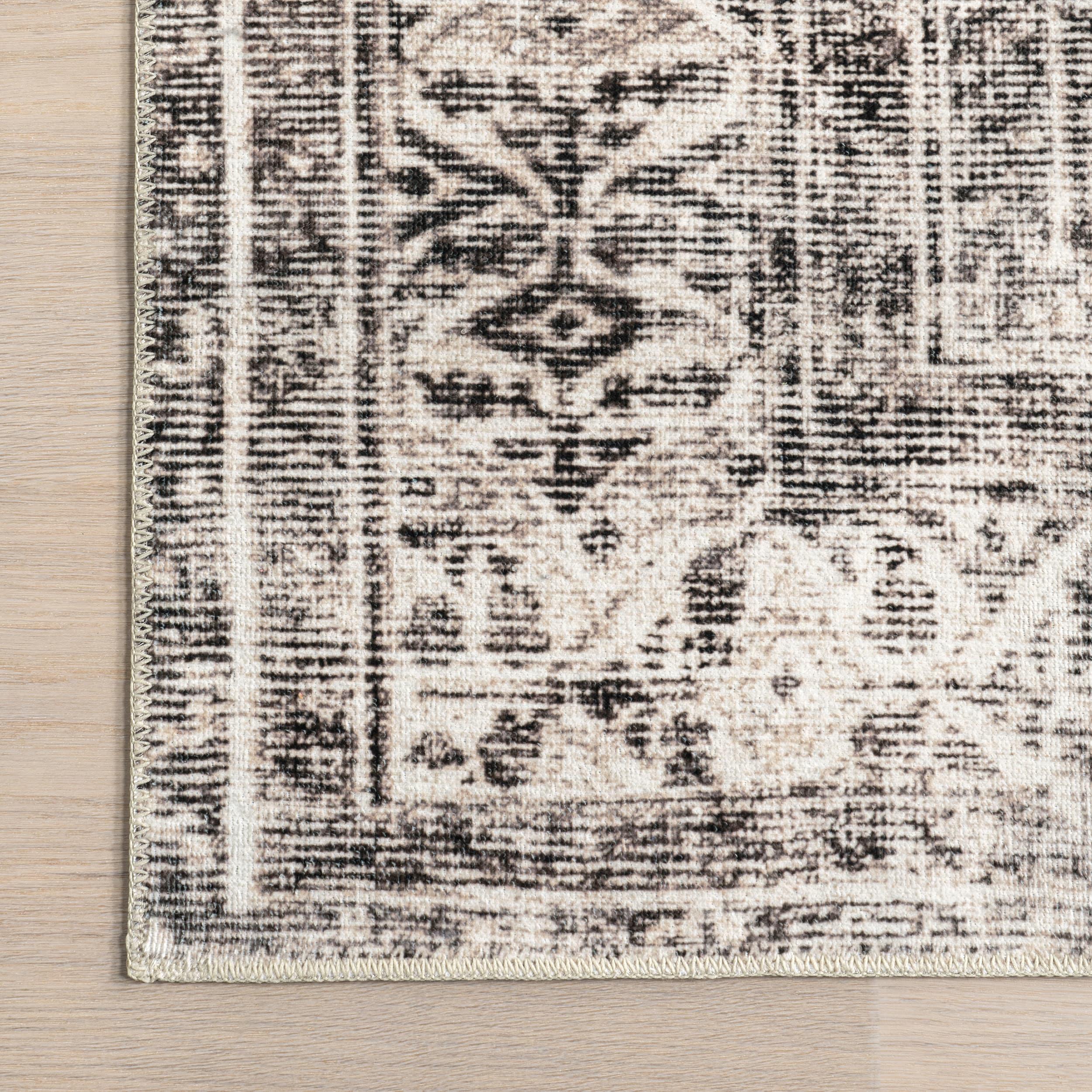 Nuloom Gladys Pet Friendly Machine Washable Vintage Medallion Area Rug, 3' x 5', Light Grey