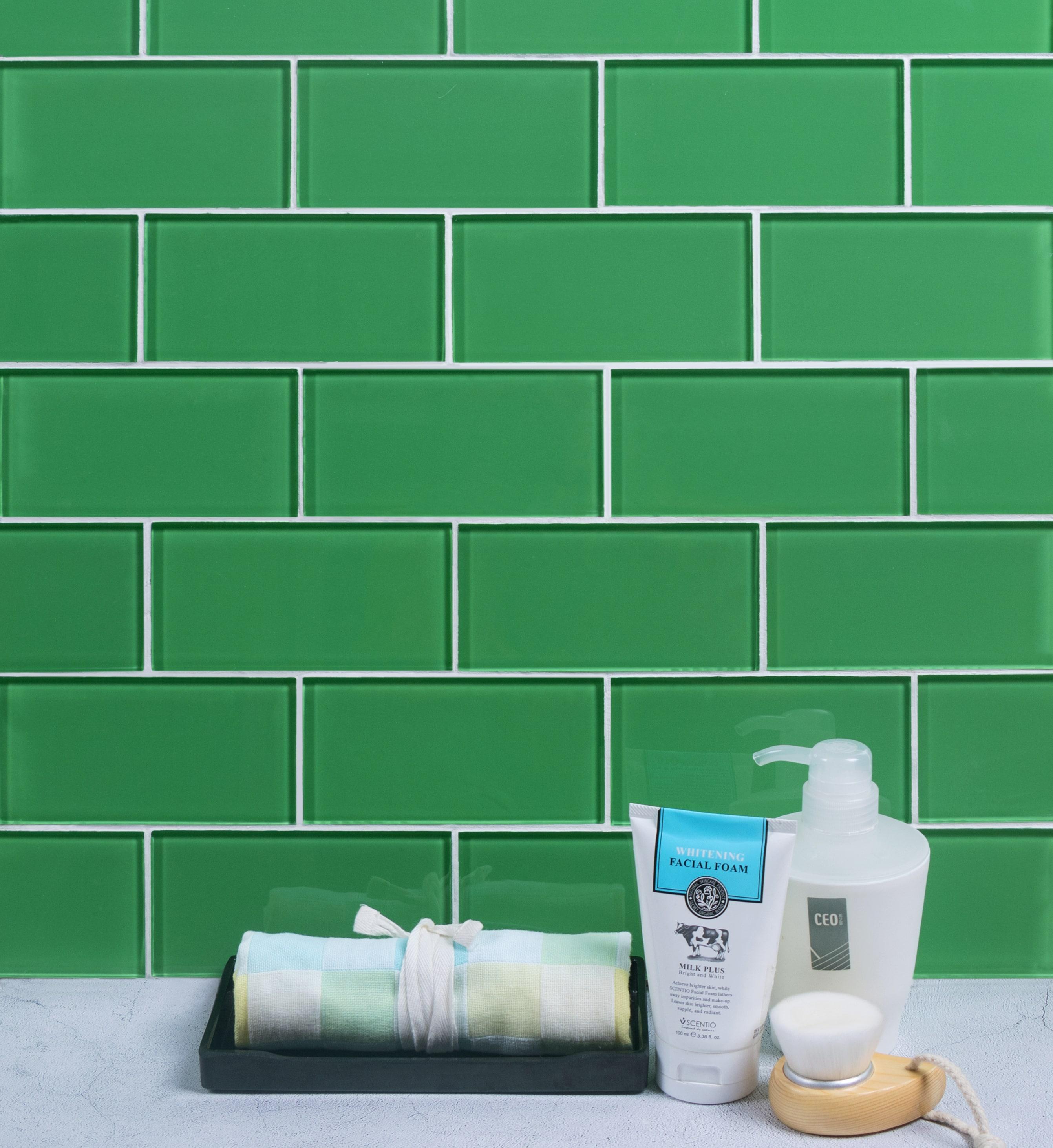 Premium 3" x 6" Straight Edge Glass Mosaic Subway Tile