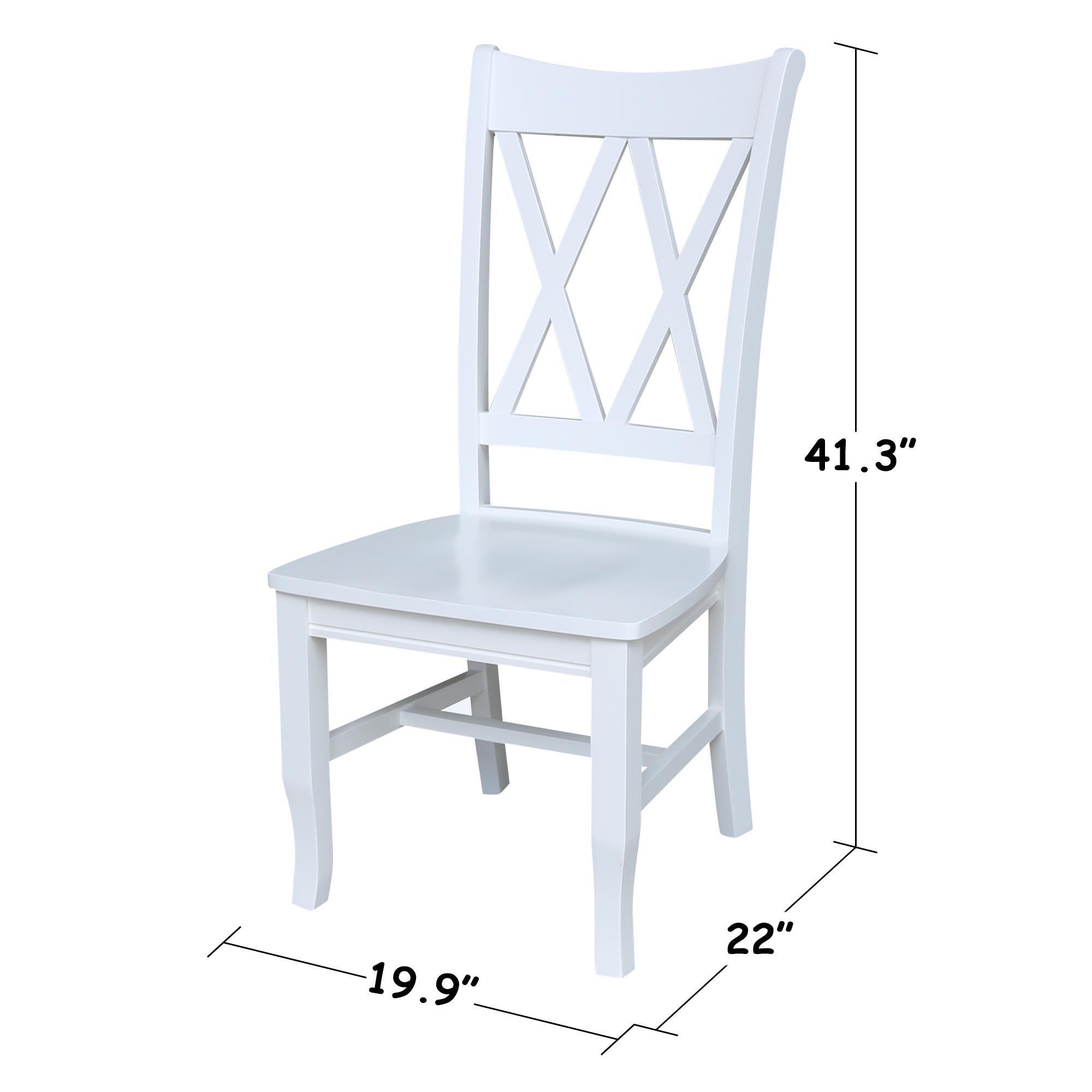 International Concepts Set of 2 Jeremy Double Dining Chairs White: Hardwood Frame, Modern Style, 250lb Capacity