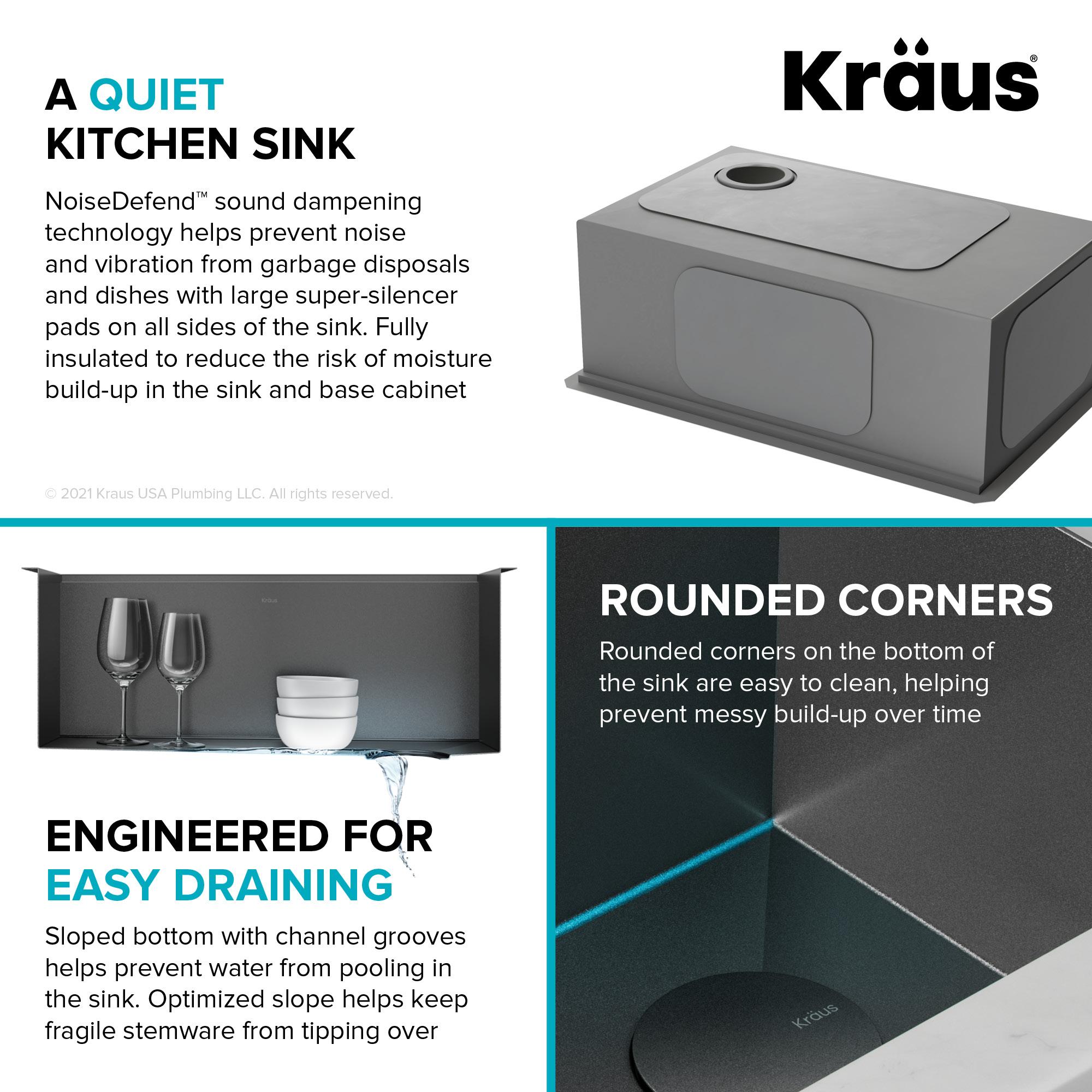 KRAUS Kore™ 27" L Undermount Workstation 16 Gauge Black Stainless Steel Single Bowl Kitchen Sink in PVD Gunmetal Finish