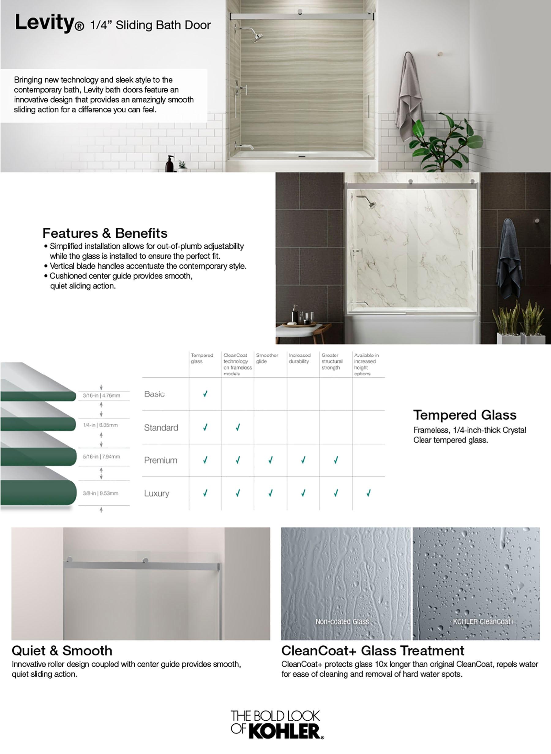 Levity 59.62" x 62" Bypass Bath Door with CleanCoat® Technology