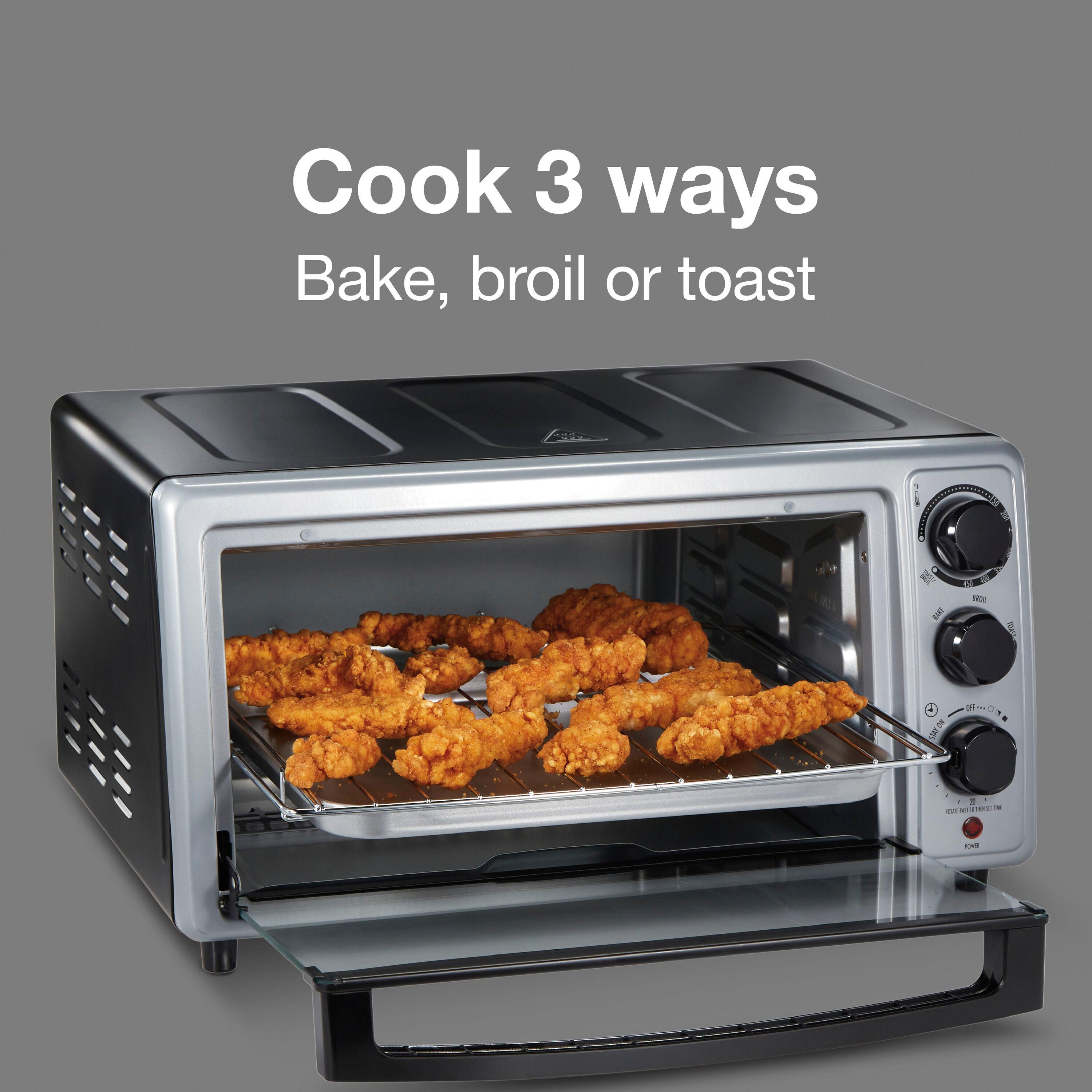Proctor Silex 6sl Toaster Oven 31124: Countertop Small Oven, 1500W, Silver, Includes Broiler & Baking Pan, Freestanding