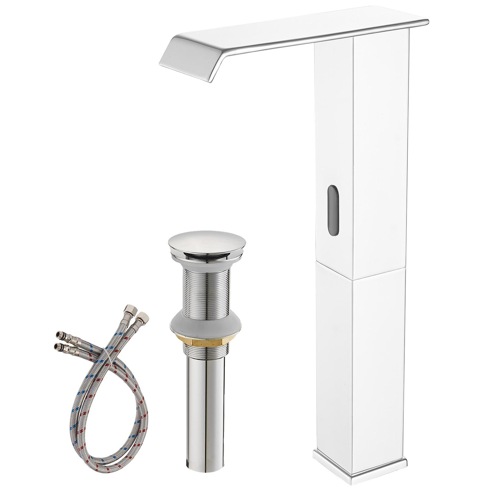 BWE DC Automatic Sensor Touchless Vessel Sink Faucet Single Hole Bathroom Faucet with Pop Up Drain