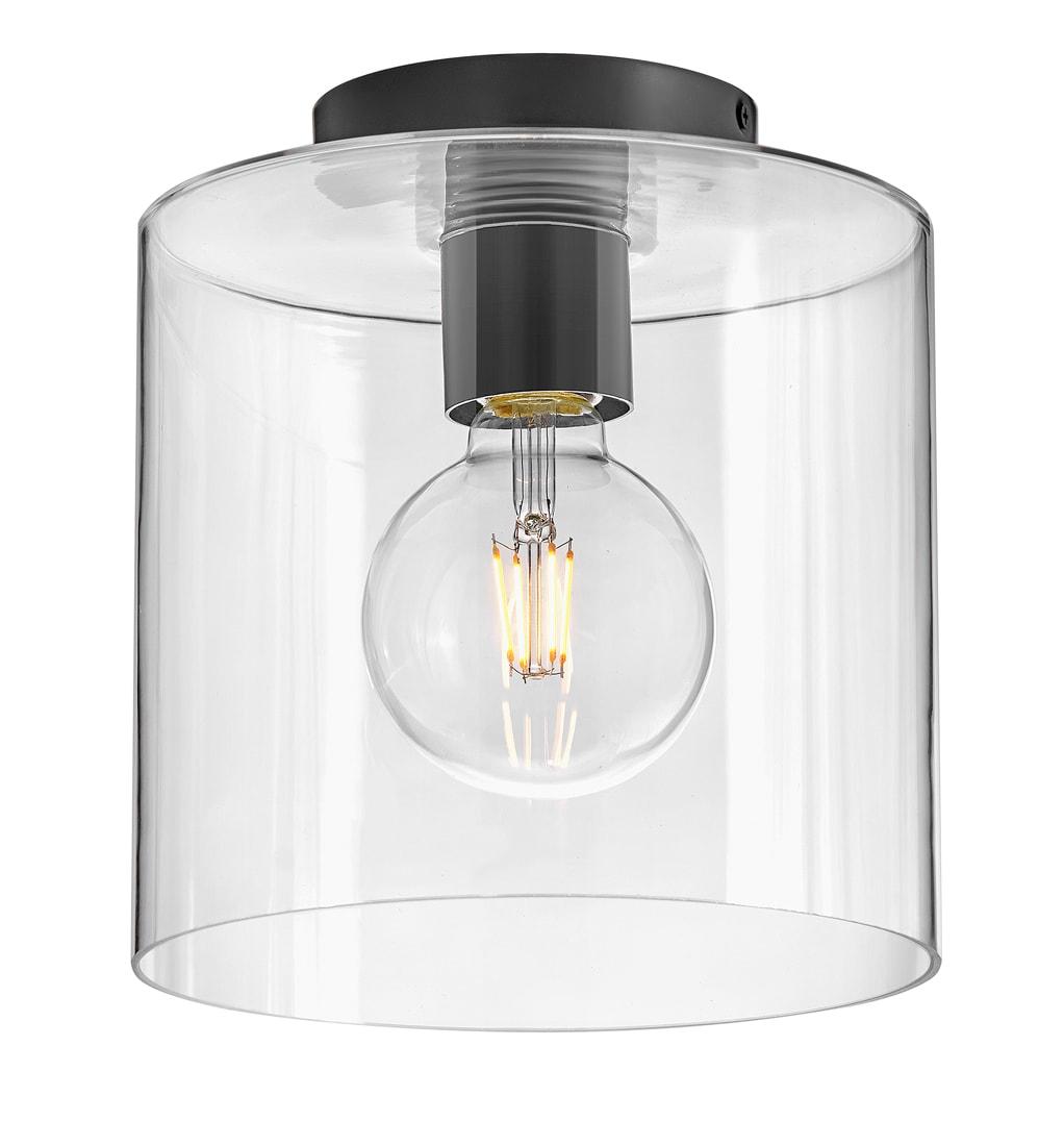 Pippa 8.5" Black and Clear Glass LED Flush Mount