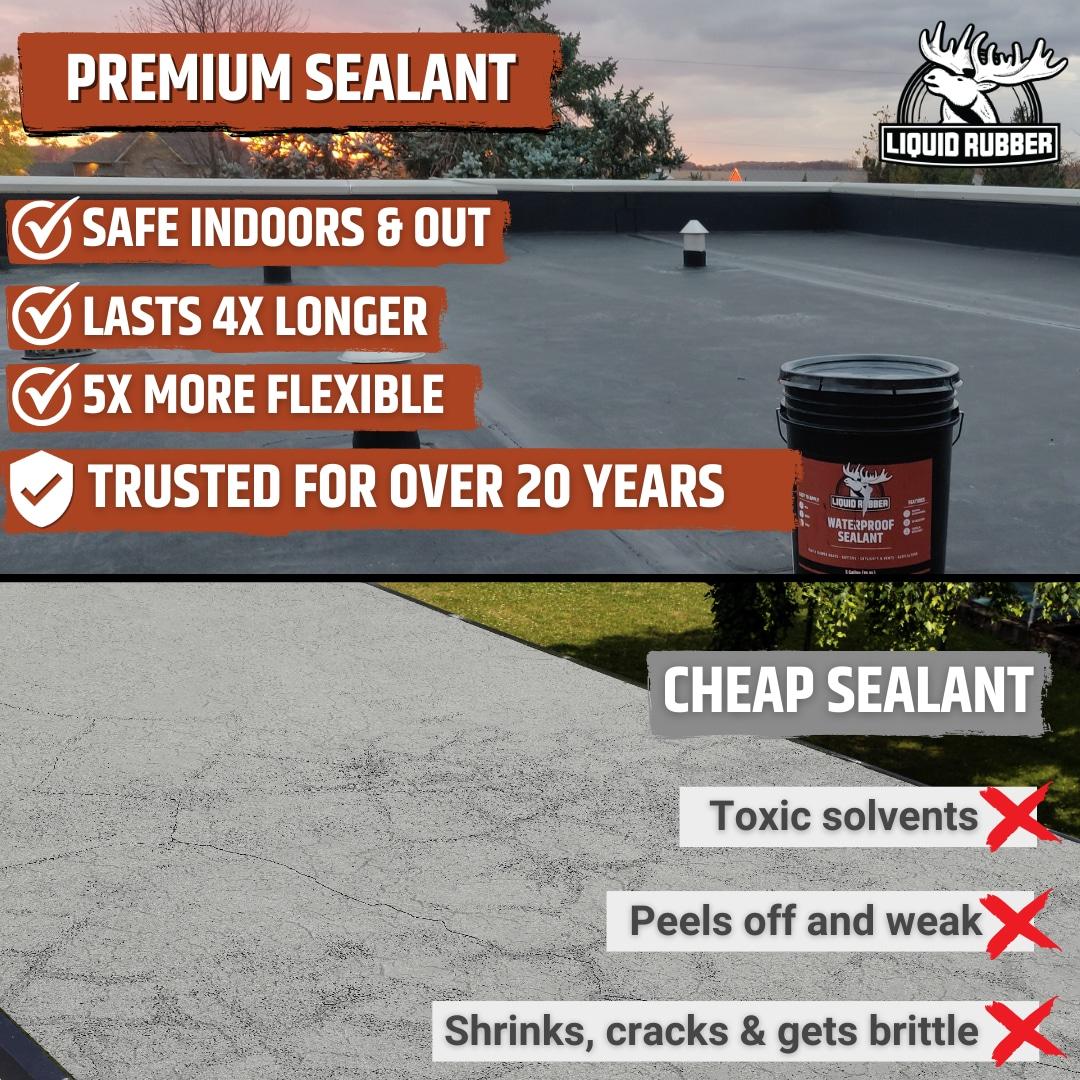 Liquid Rubber waterproofing Sealant - Multi-Surface Leak Repair Indoor and Outdoor Coating, Water-Based, Easy to Apply, Original Black, 1 Quart