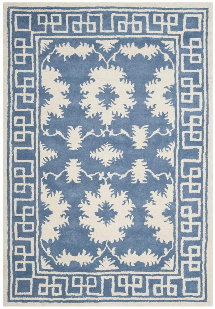 Bella BEL132 Hand Tufted Area Rug - Blue/Ivory - 4'x6' - Safavieh.