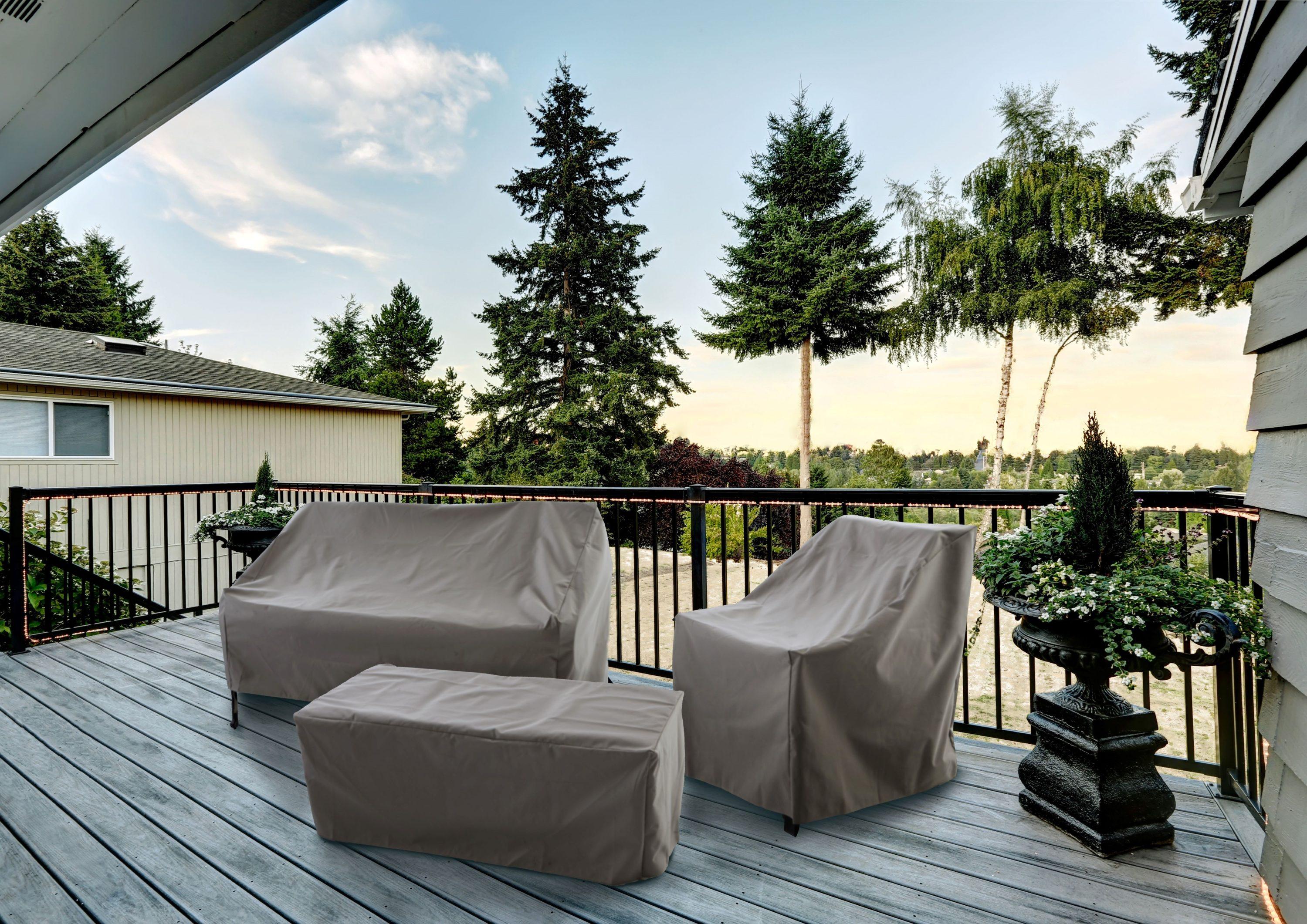 Modern Leisure Chalet Outdoor Patio Ottoman Cover, 48"L x 25"W x 18"H, Beige