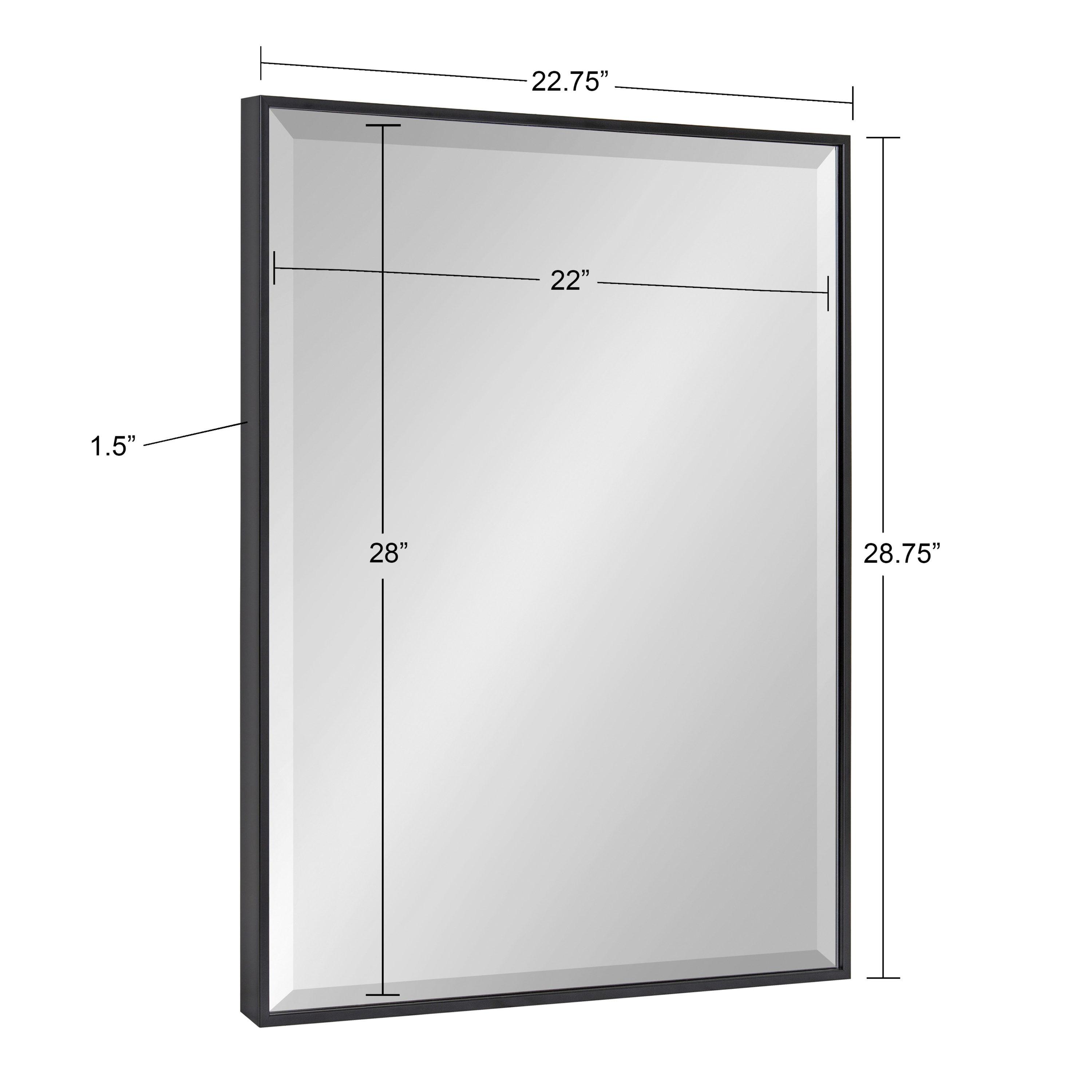 22.7" x 28.7" Rhodes Rectangle Wall Mirror Black - Kate & Laurel: Modern Beveled, No Assembly Required