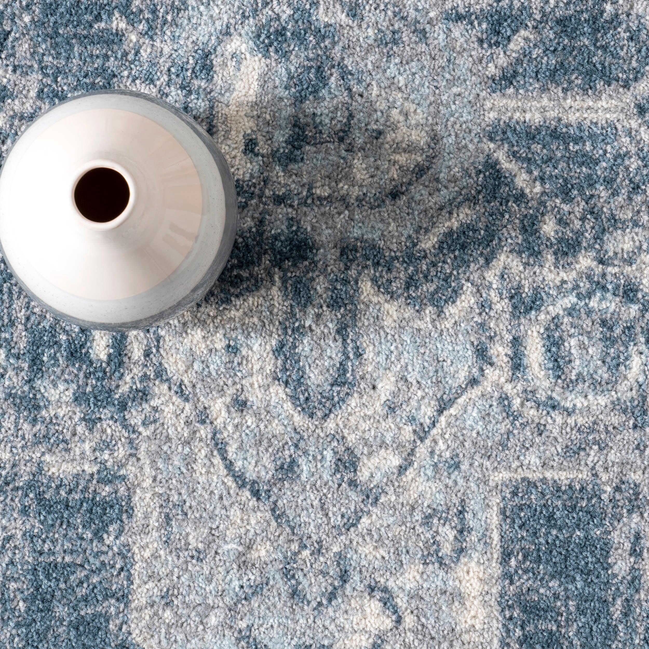 Nuloom 4x6 Justine Vintage Medallion Indoor Area Rug, Blue, Faded Persian Design, Stain Resistant, BedroomLiving Room, Kitchen,