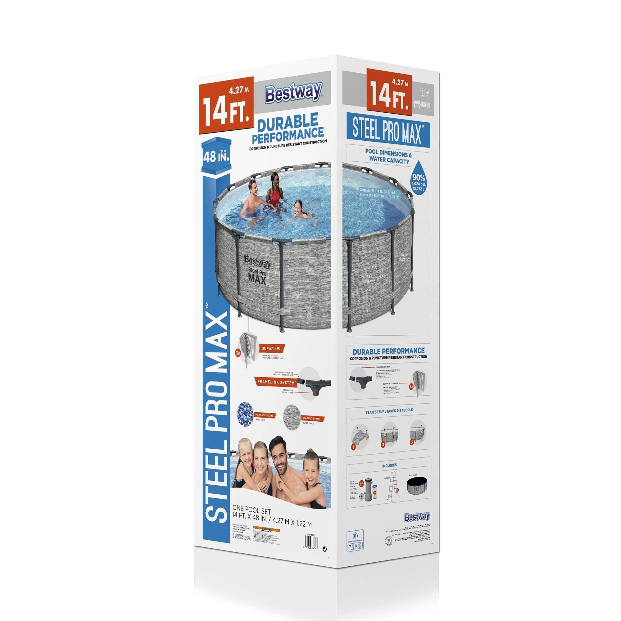 Bestway Steel Pro MAX 14' x 48" Round Above Ground Swimming Pool Set