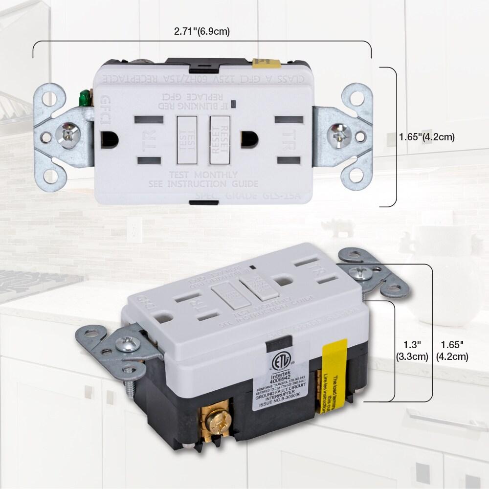 White Tamper Resistant Recessed GFCI Duplex Outlet with Wall Plate