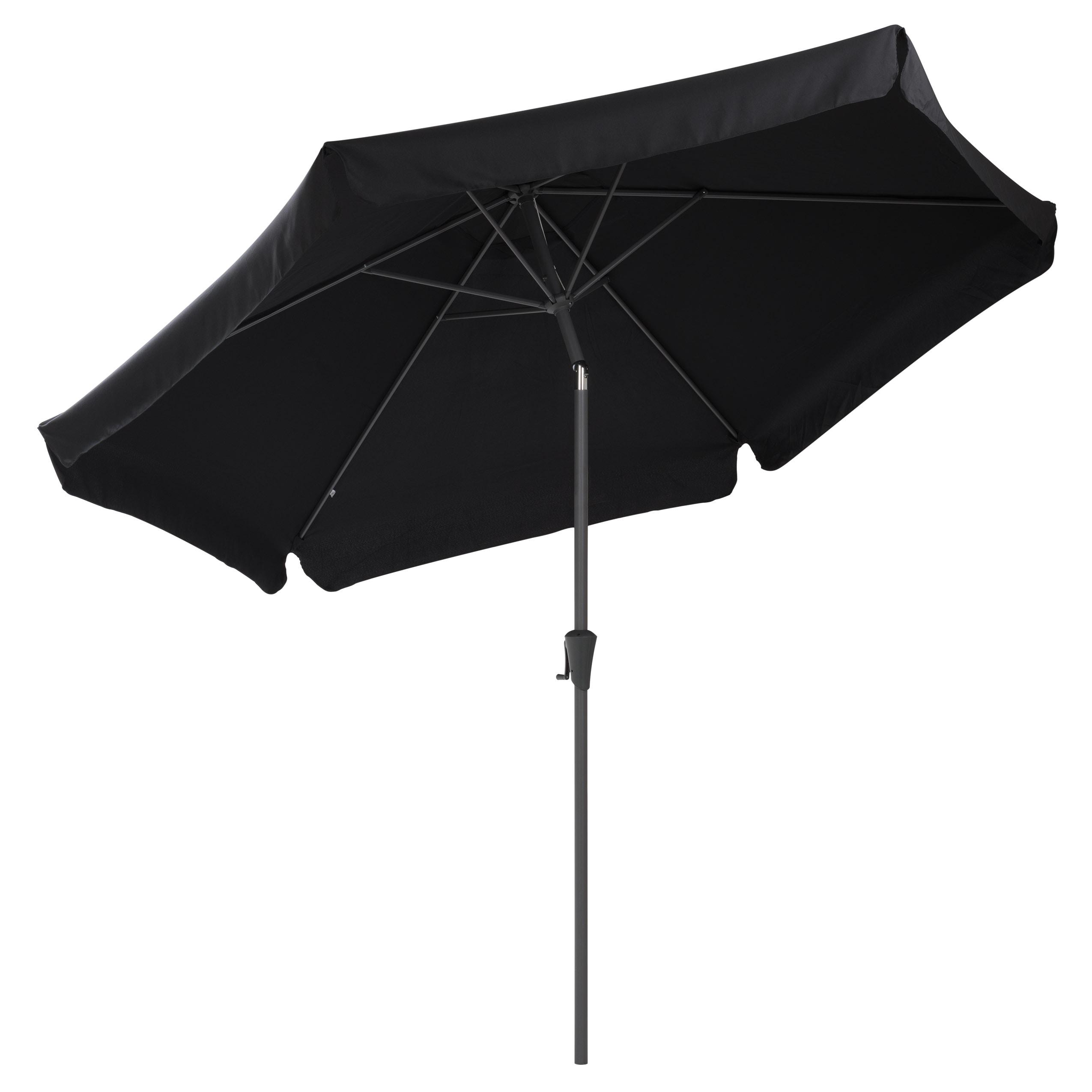 Round Modern Fabric & Steel Tilting Patio Umbrella in Black