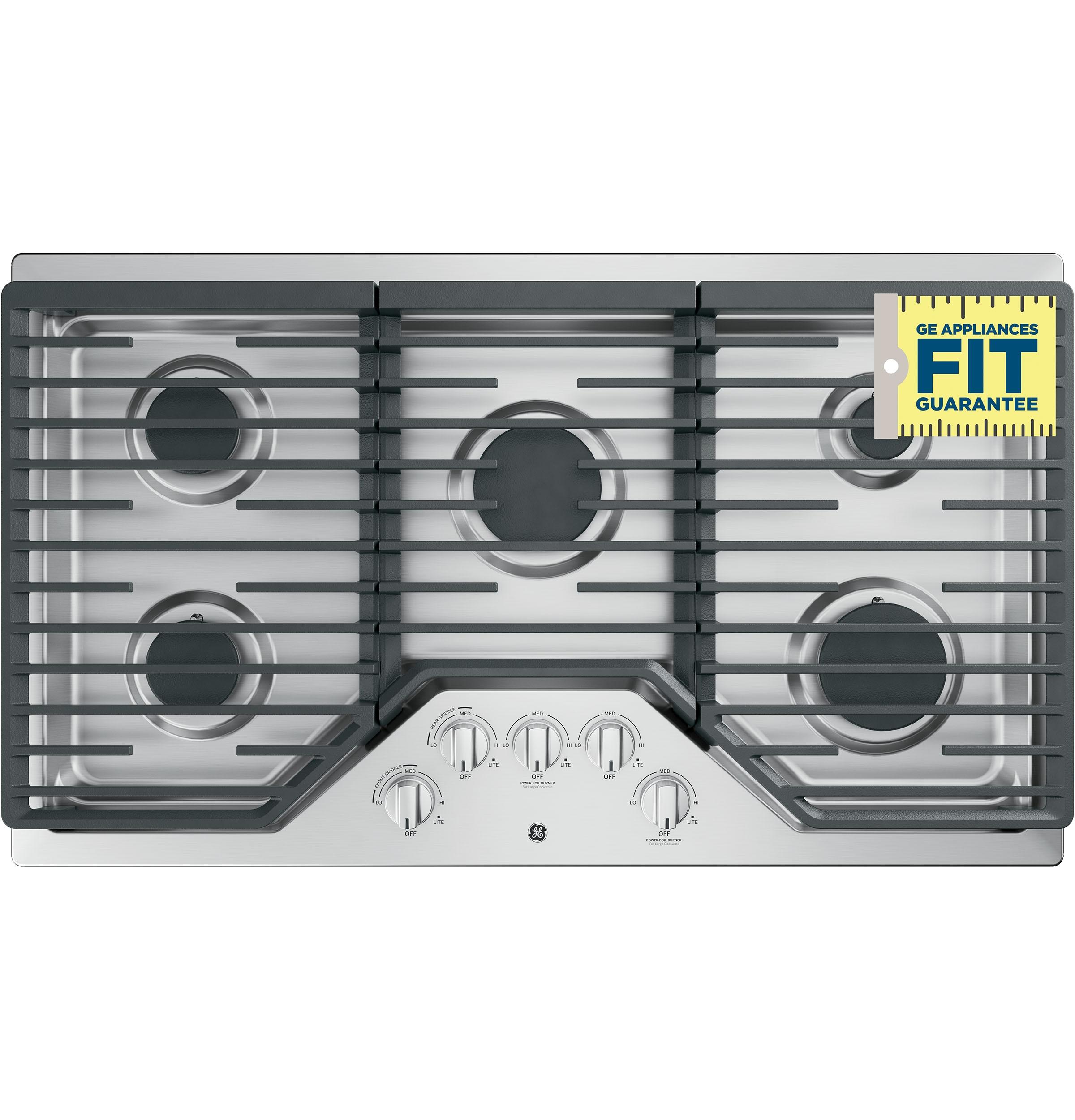 GE Appliances GE Appliances 36" Gas 5 Burner Cooktop with Dual Size Power Burner JGP5036SLSS