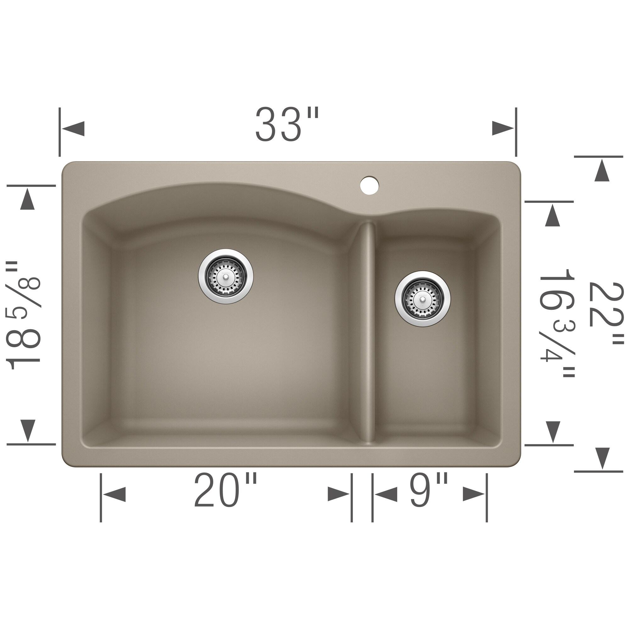 Diamond Silgranit 33" L x 22" W Double Basin Drop-In/Undermount Sink