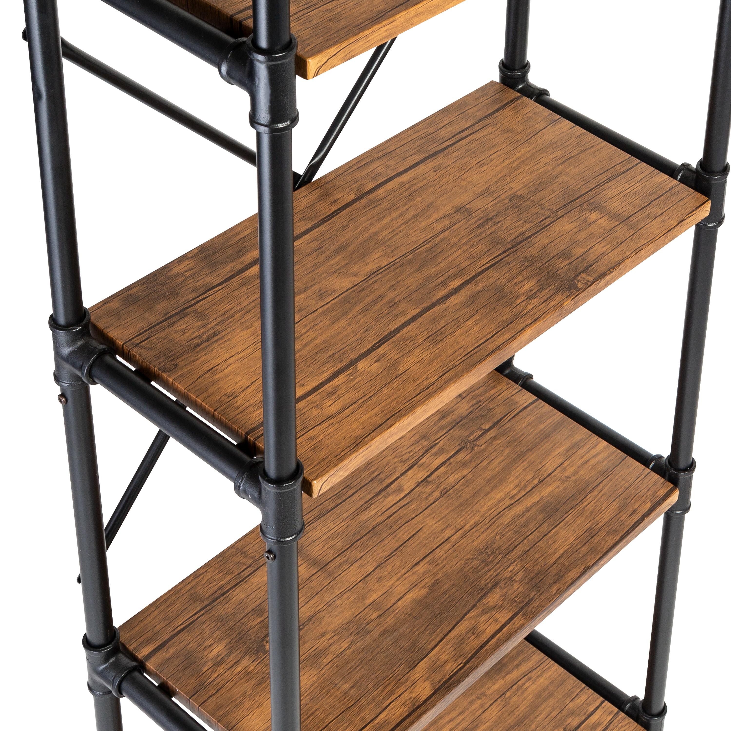 Honey-Can-Do Steel and MDF 5-Tier Industrial Bookcase, Rustic/Black