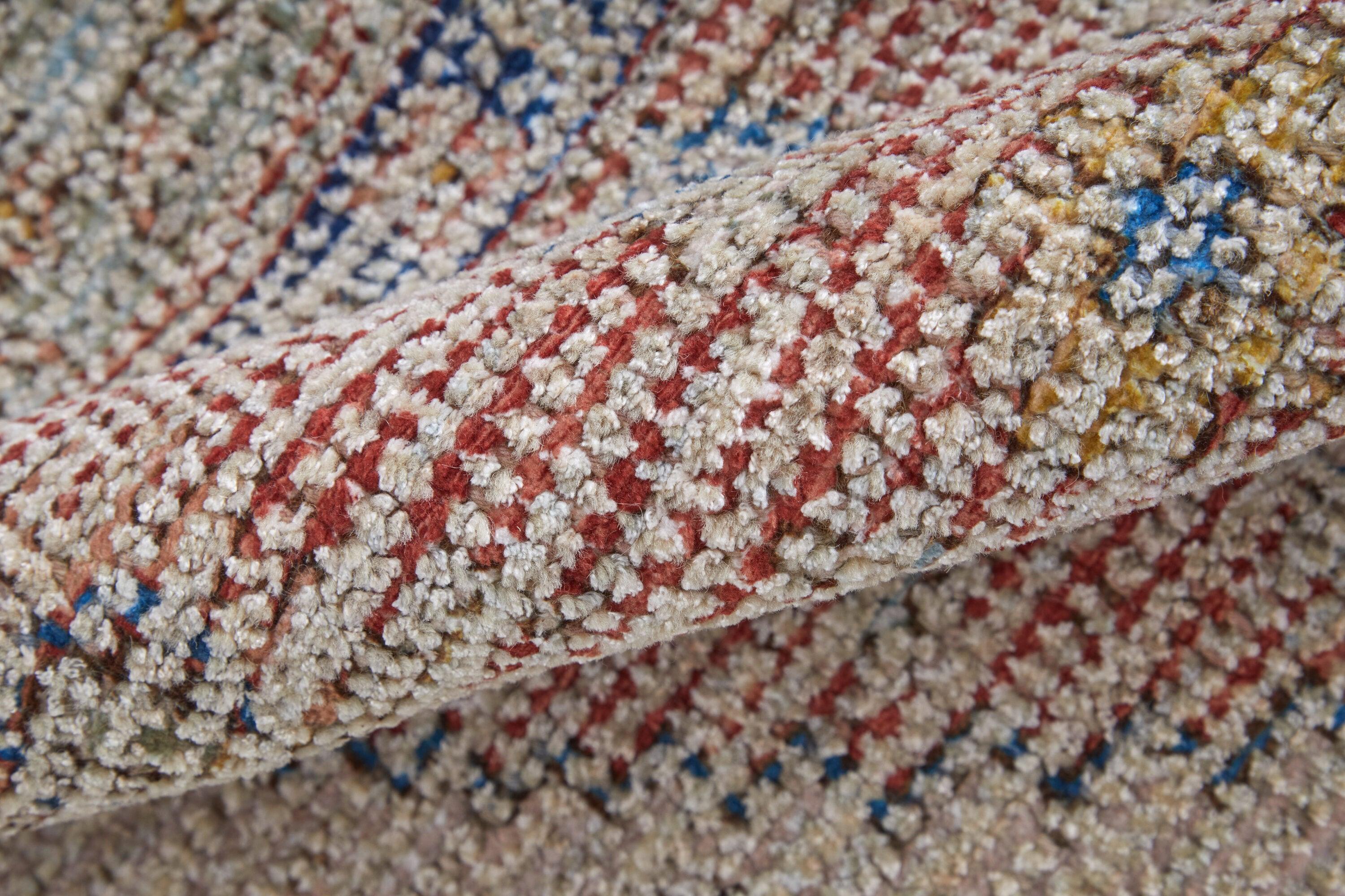 Caldwell Transitional Distressed Ivory/Blue/Red Area Rug