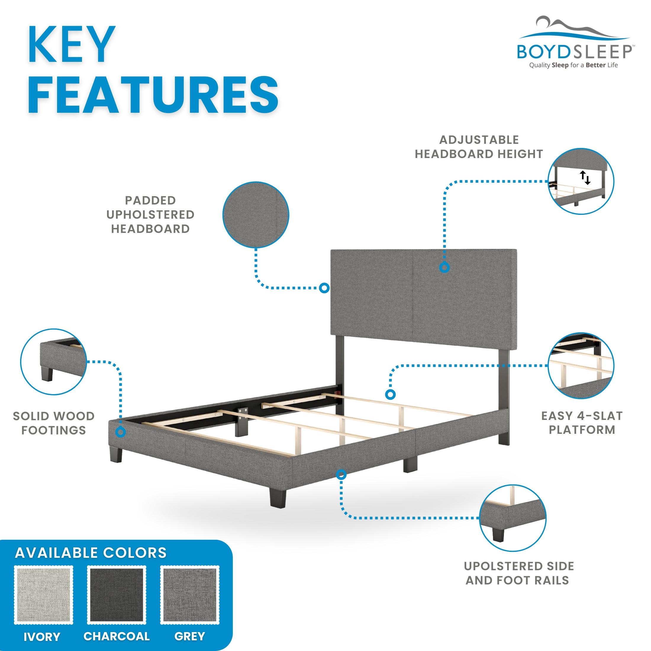 Boyd Sleep MIL898TW Mateo Linen Upholstered Platform Bed