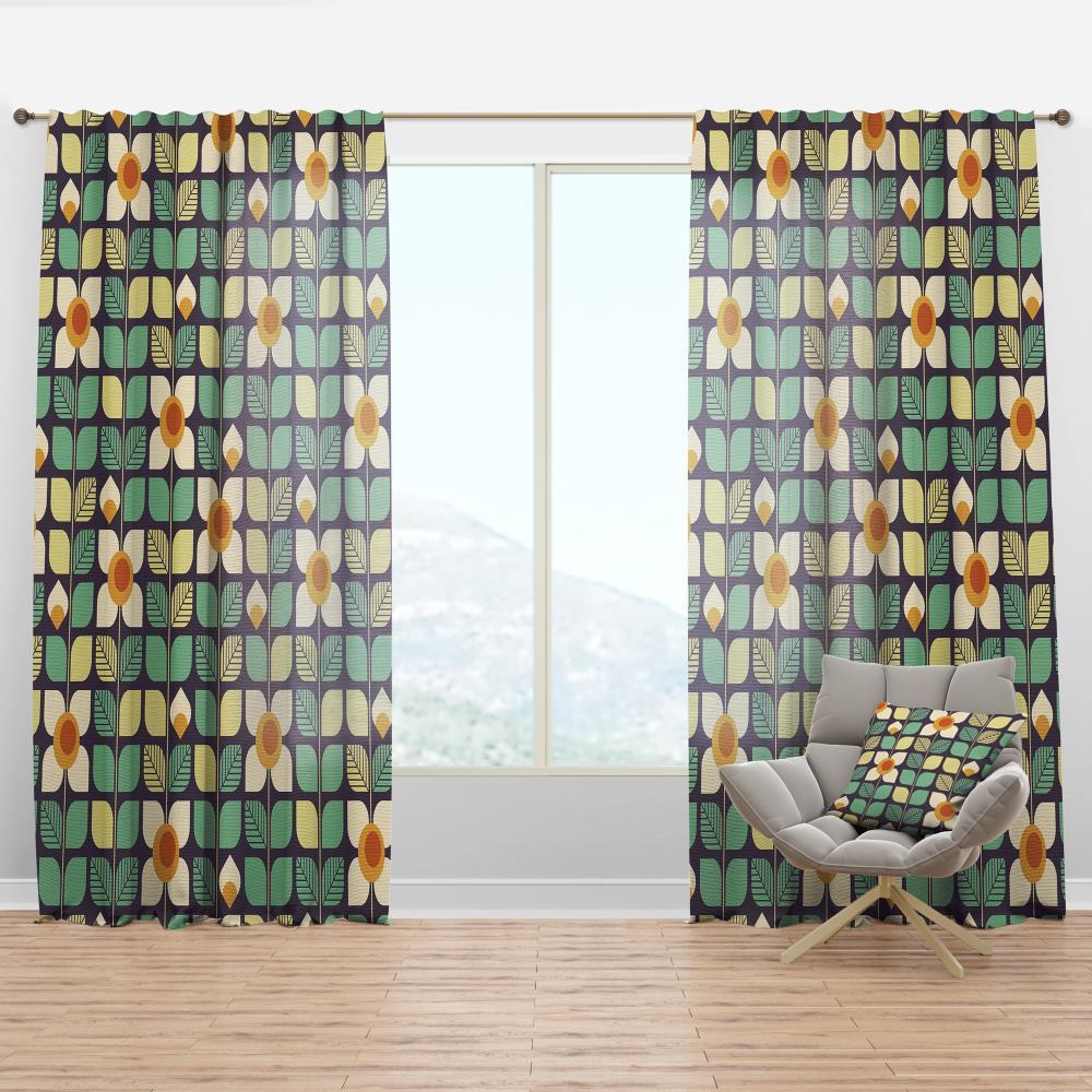 Design Art Botanical Retro Design III - Mid-Century Velvet Curtain - Room darkening - 1 panel | Wayfair