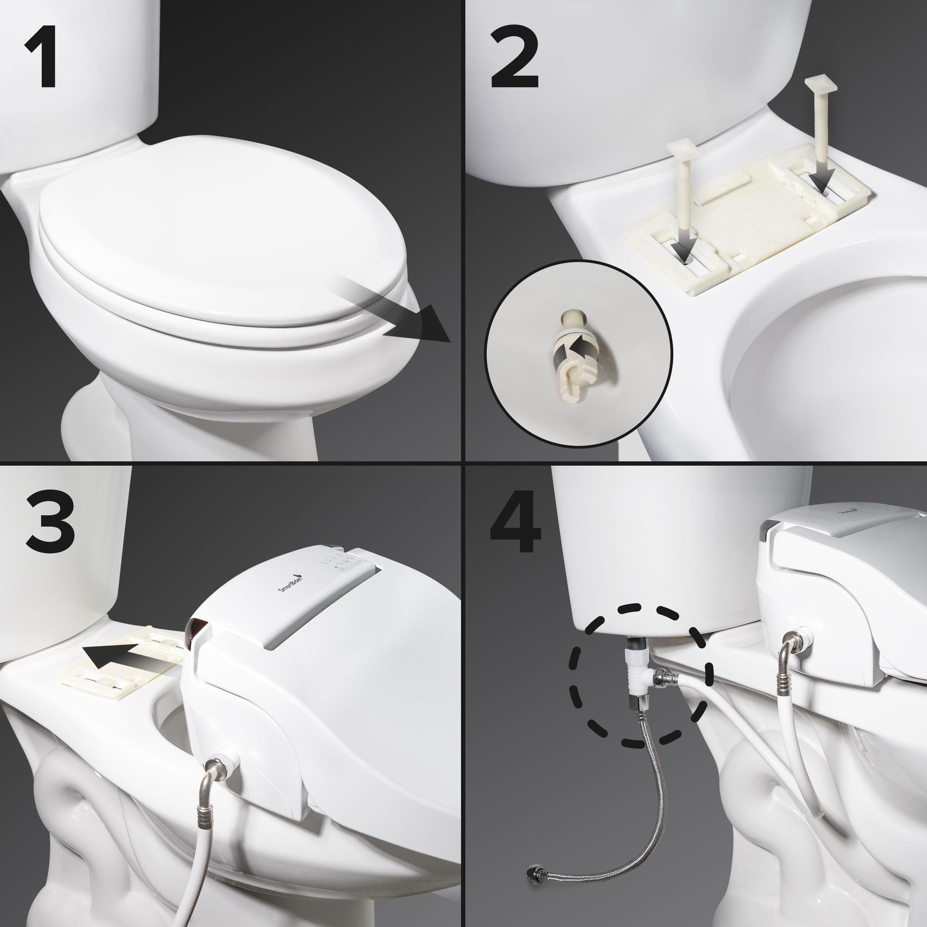 SB-2400ER Electric Bidet Toilet Seat for French Curve and Elongated Toilets White - SmartBidet: Heated, Polypropylene with Warmer Function