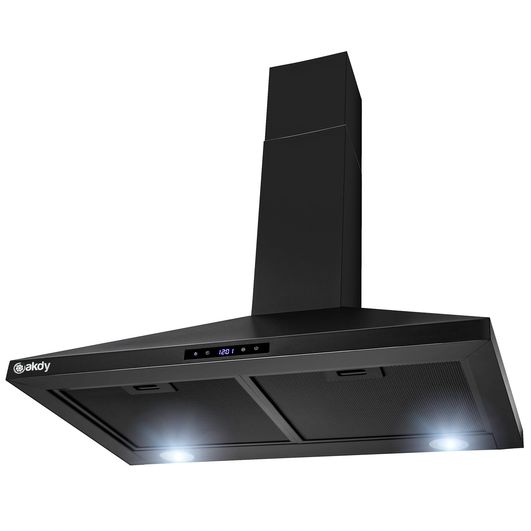 30-inch Convertible 217CFM Wall Mount Range Hood in Black Painted Stainless Steel with Mesh Filters and LED Lights