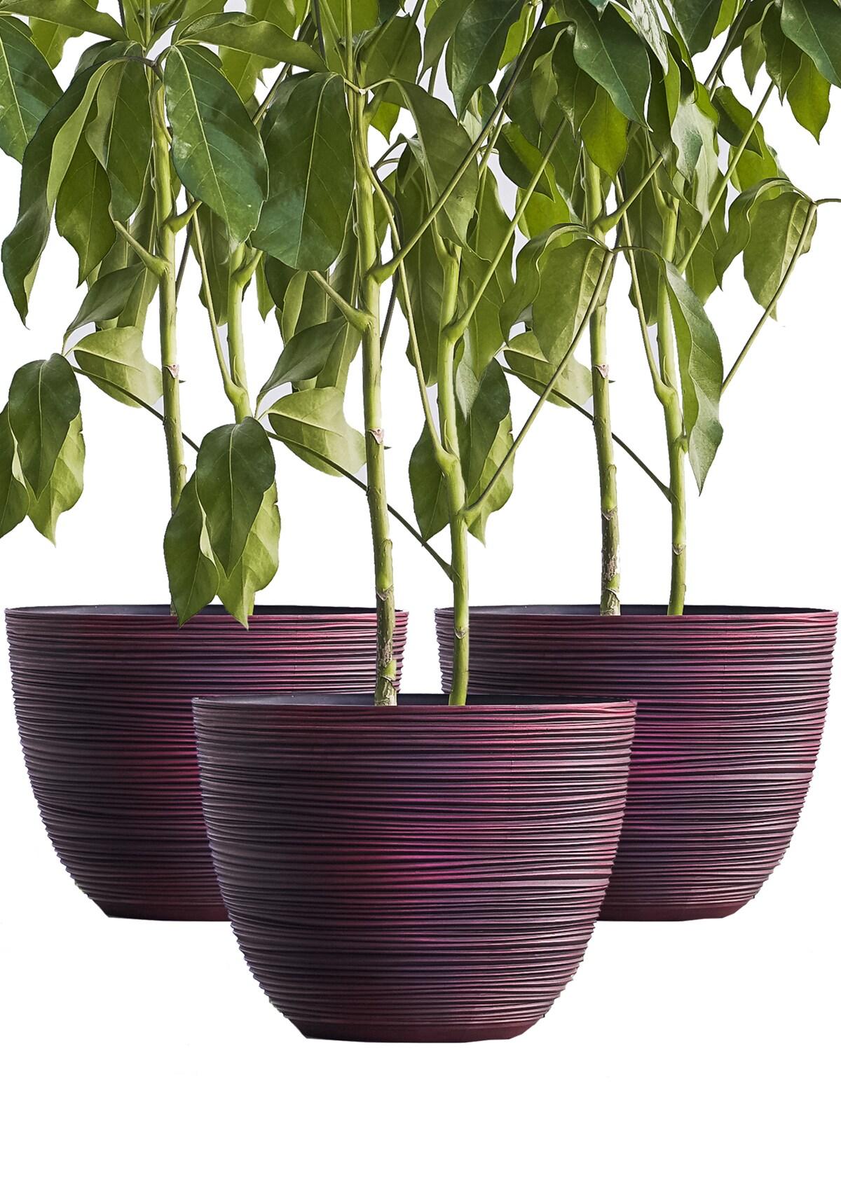 XBrand Modern Nested Round Textured Indoor Outdoor Pot Planter, Set of 3, 12 Inch Tall,