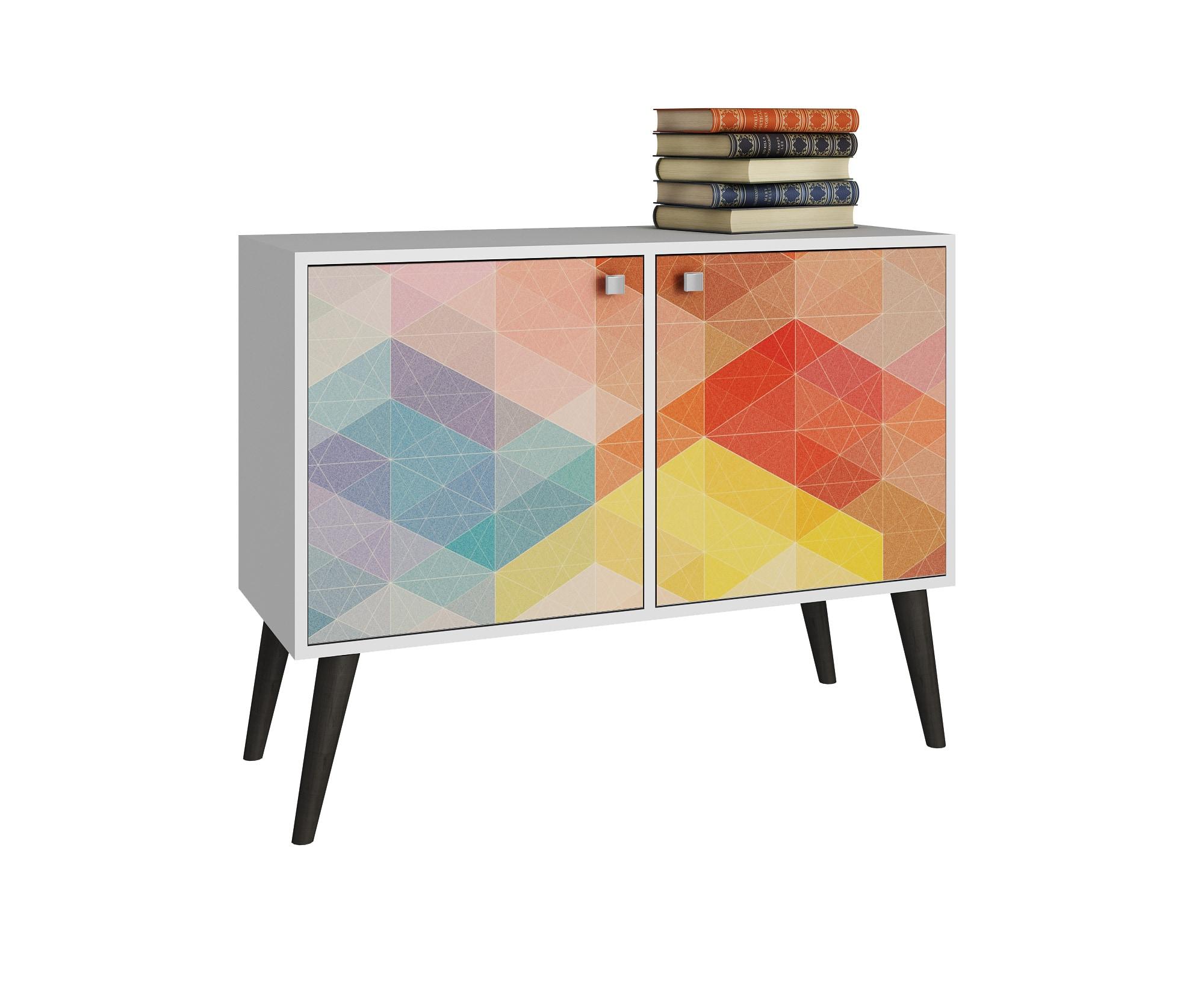 Avesta 2.0 Double Side Table White - Manhattan Comfort: Modern Corner Accent Table, Bedroom & Office Use