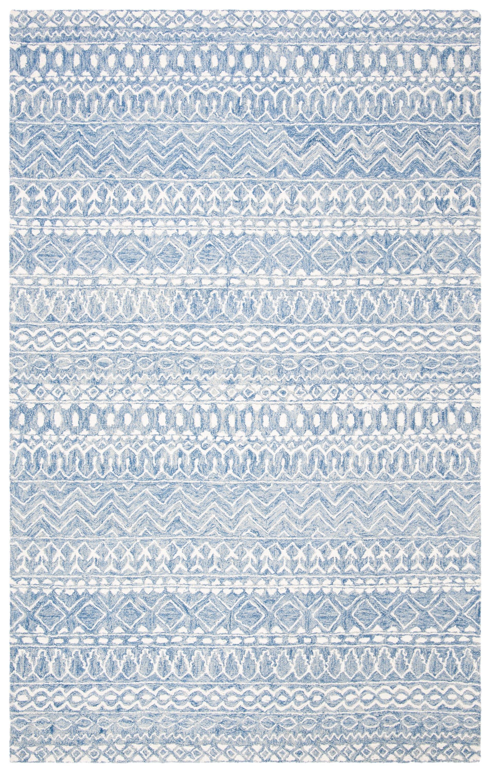 Micro-Loop MLP502 Hand Tufted Indoor Area Rug - Blue/Ivory - 4'x6' - Safavieh