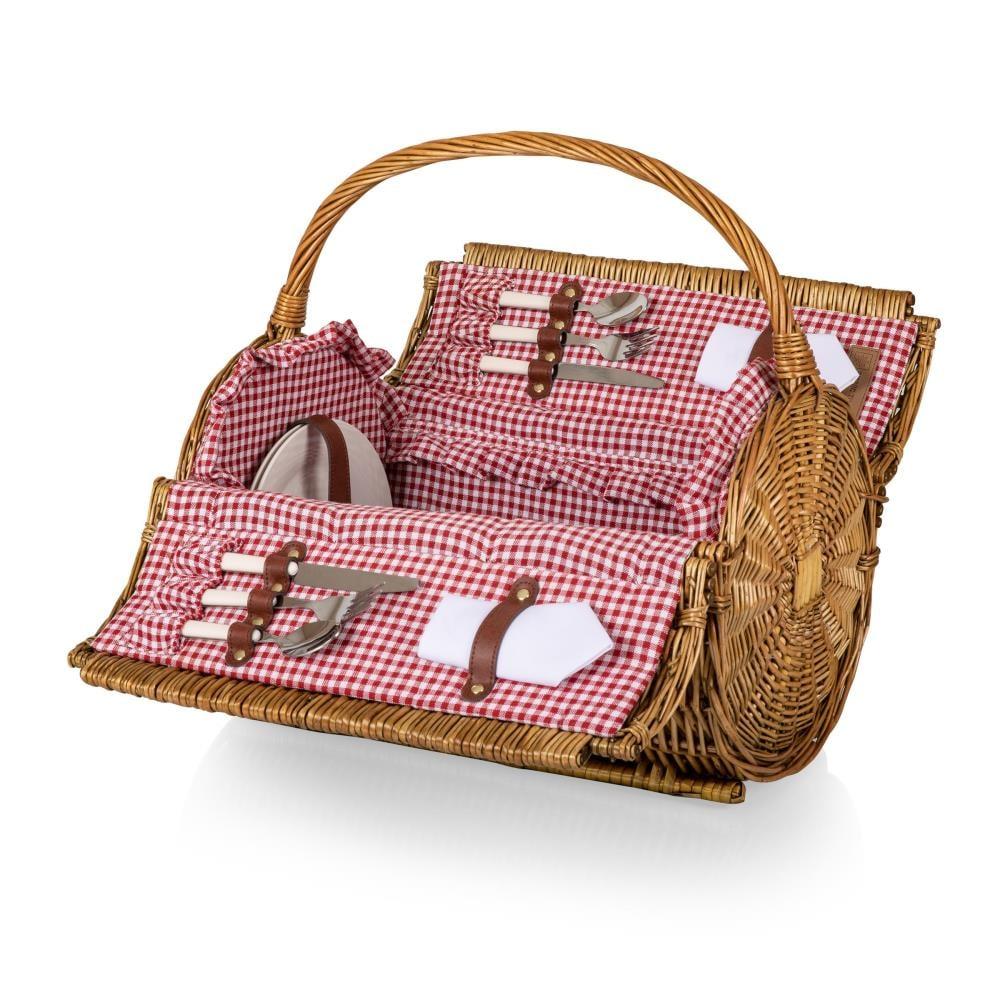 Barrel Wicker Picnic Basket with Picnic