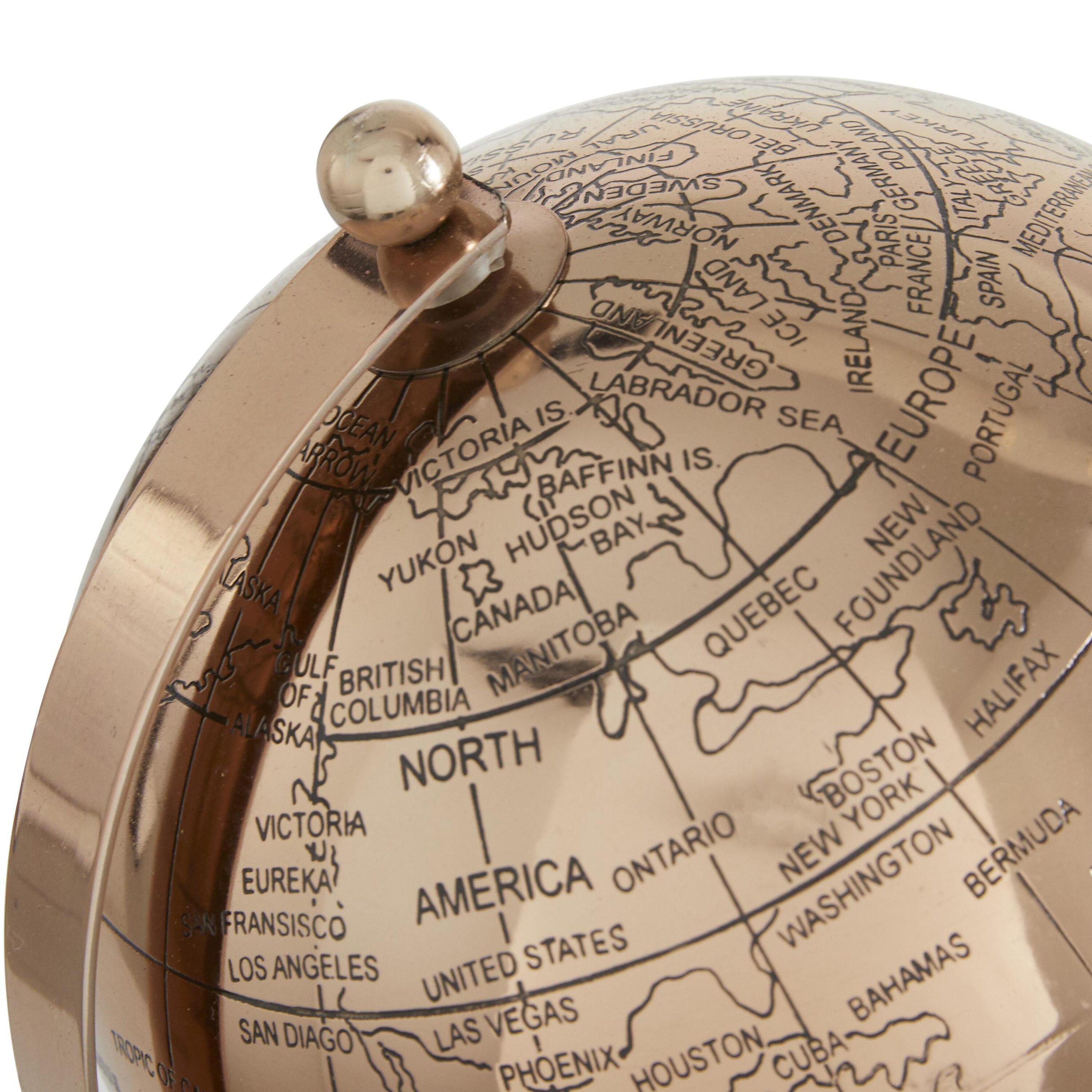 Novogratz Aluminum Metal Educational/Geographic Earth Rose Gold Globe