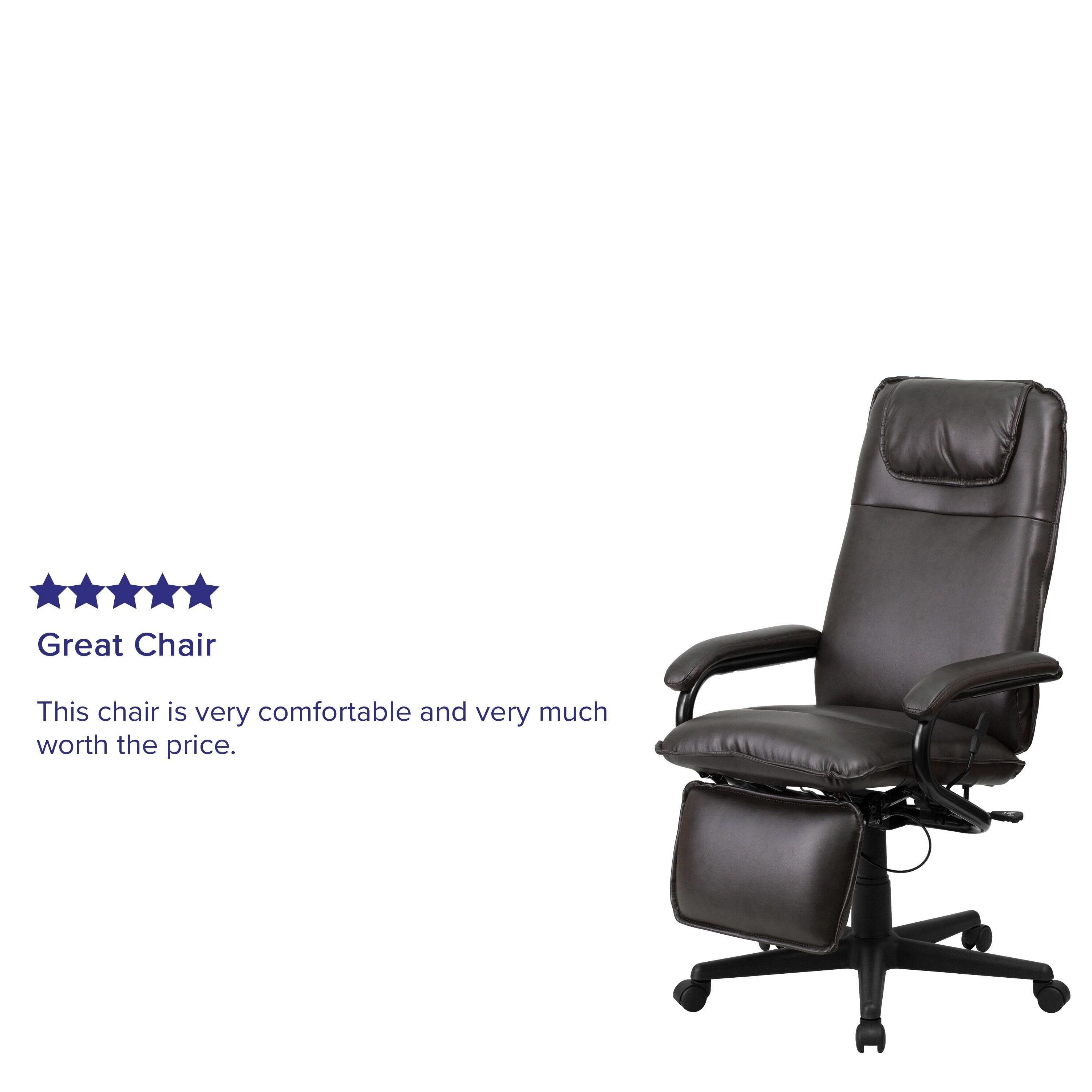 Flash Furniture High Back Brown LeatherSoft Executive Reclining Ergonomic Swivel Office Chair with Arms