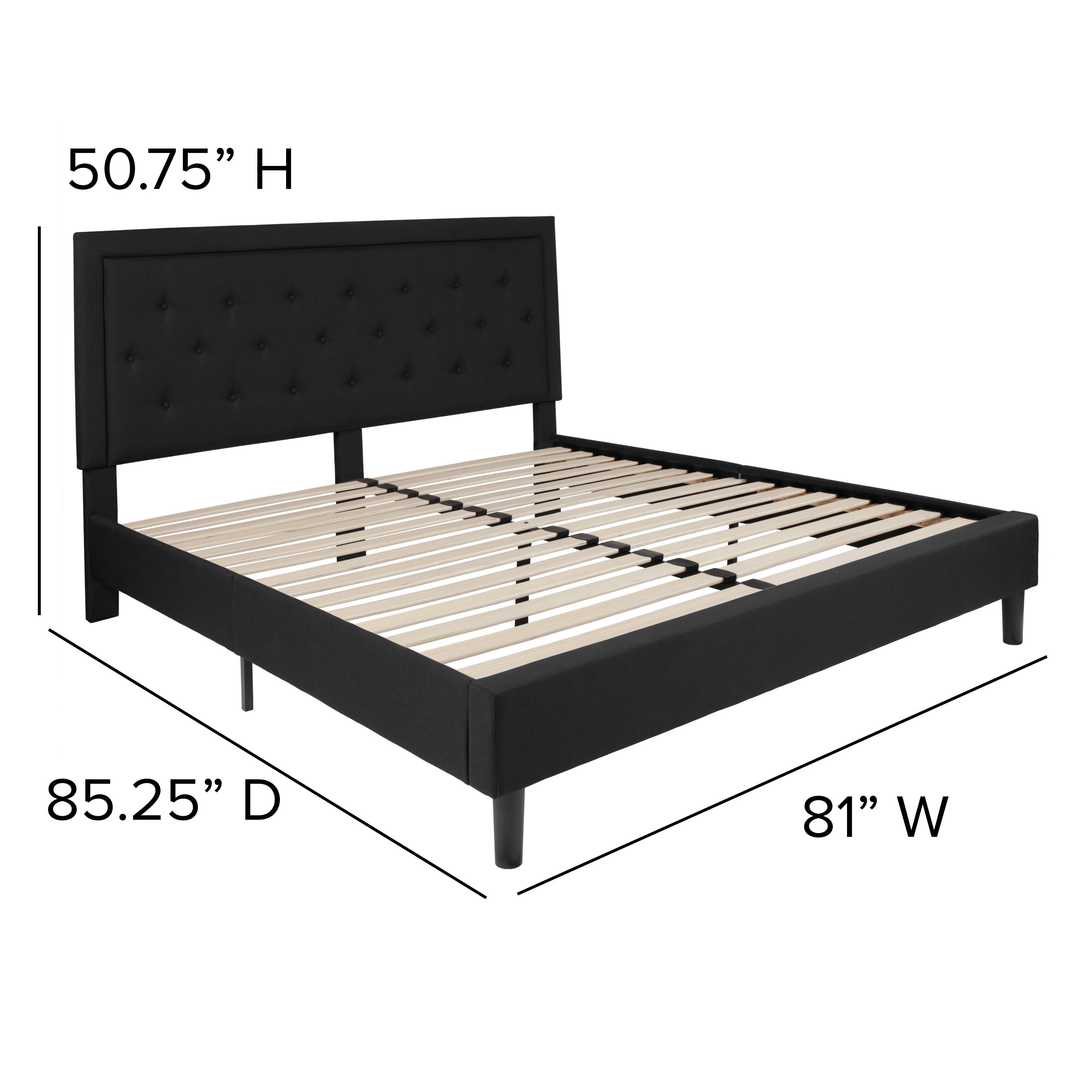 Lark Manor™ Aluino Panel Button Tufted Upholstered Platform Bed Frame - No Box Spring Required