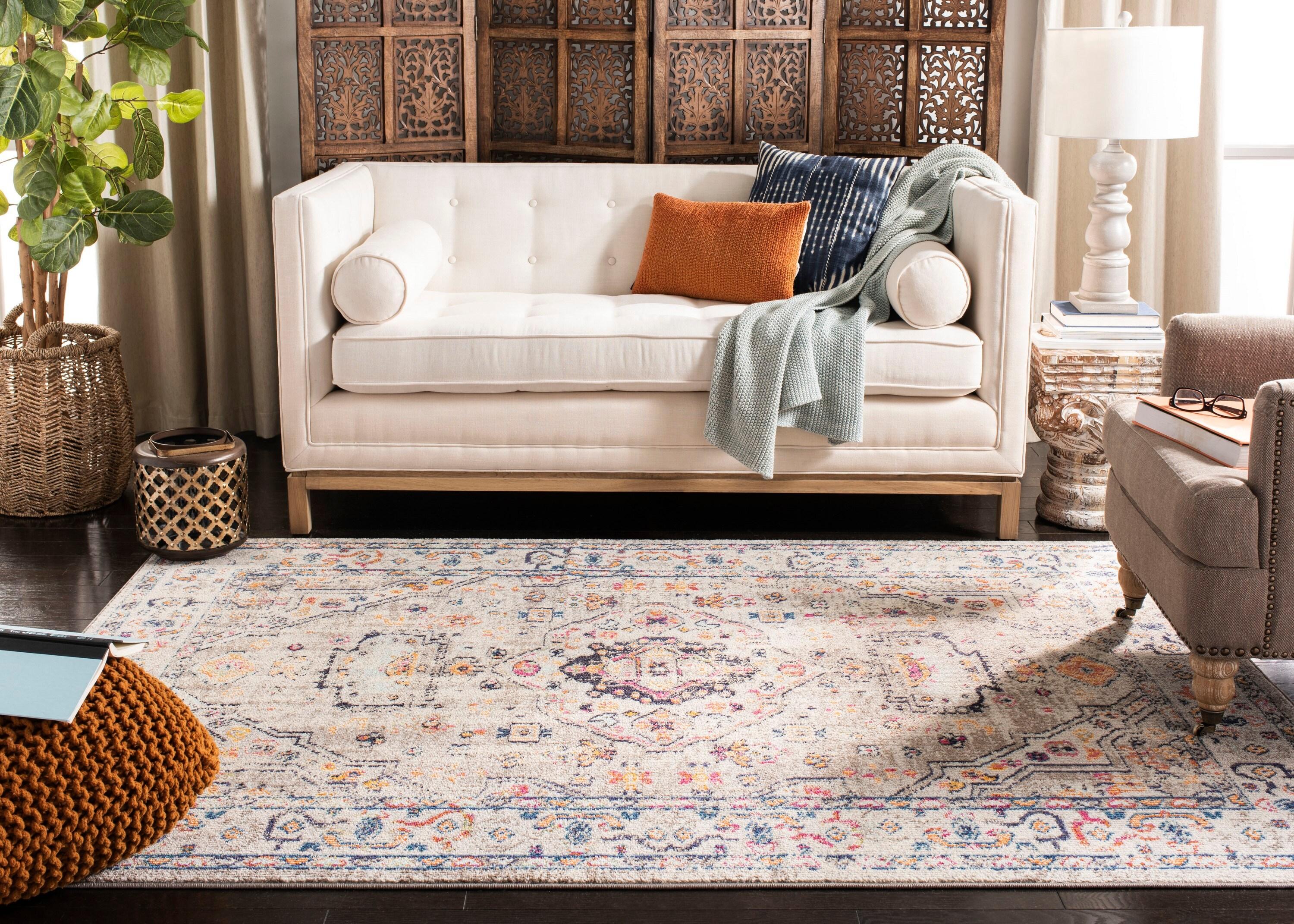 Madison MAD468 Power Loomed Indoor Runner Rug - Grey/Blue - 2'2"x16' - Safavieh