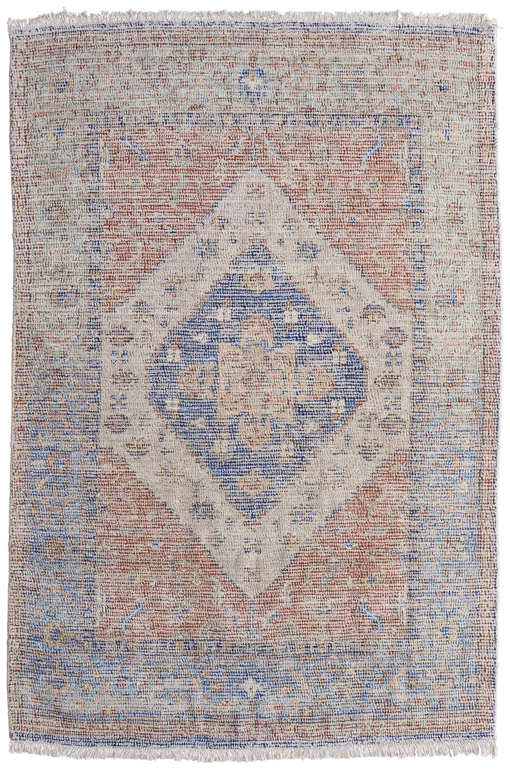 Caldwell Transitional Distressed Ivory/Blue/Red Area Rug