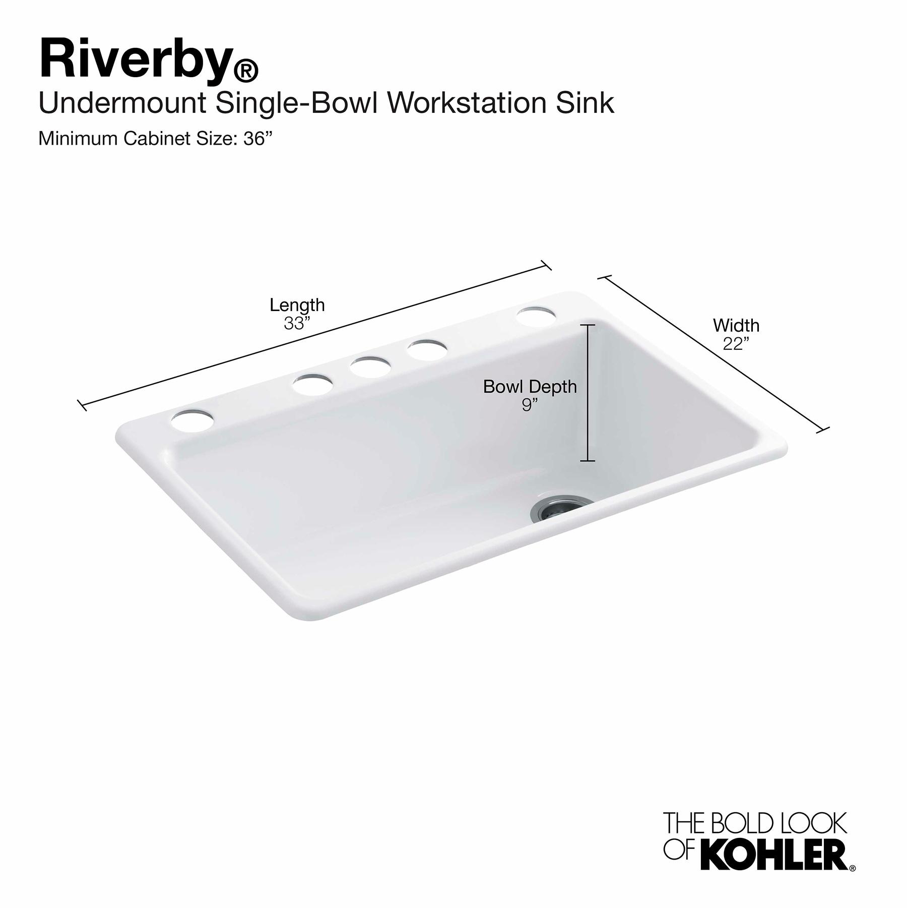 Riverby 33" x 22" x 9-5/8" Under-Mount Single-Bowl Kitchen Sink with Accessories