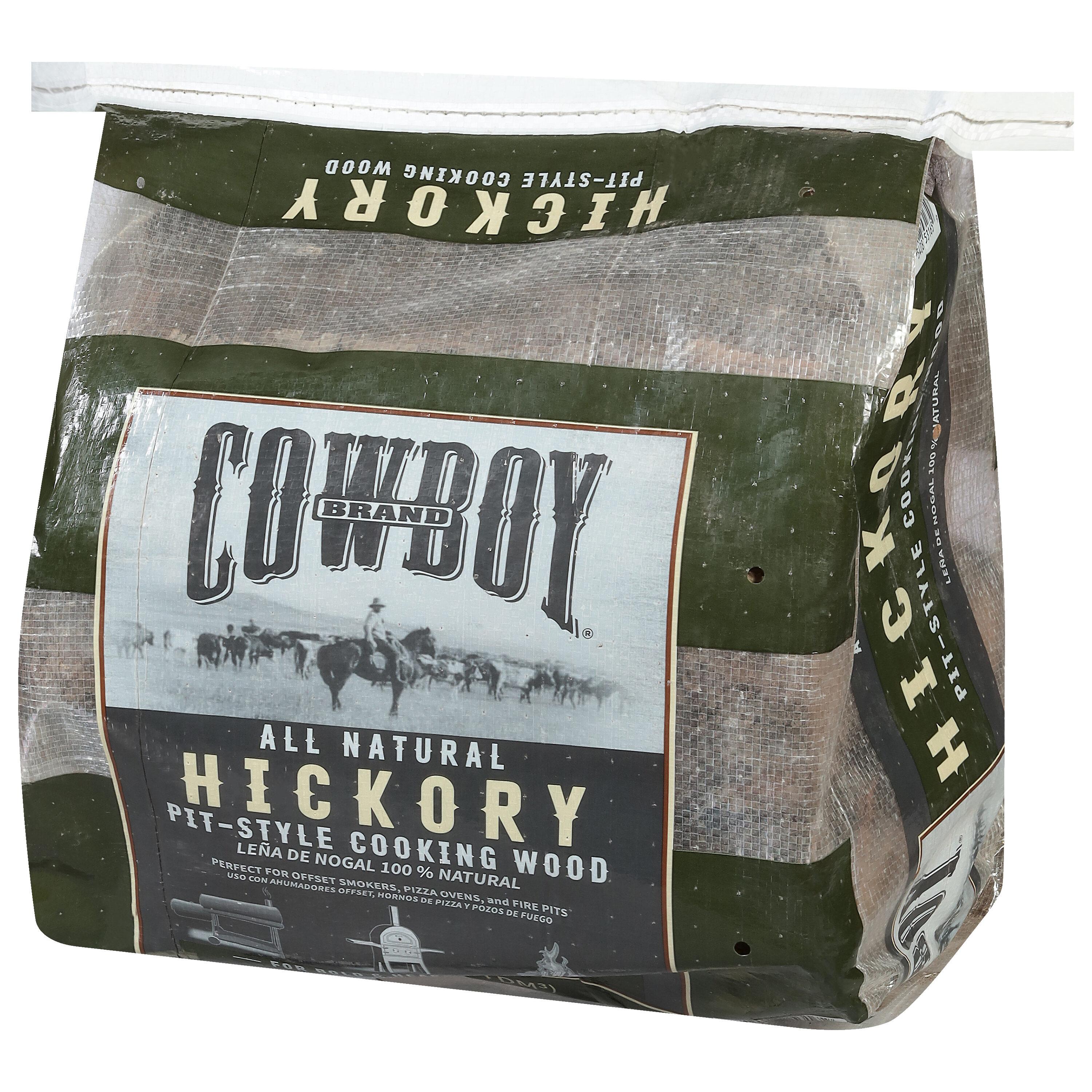 Cowboy .65 cu ft Hickory Cooking Wood: Kiln Dried, Long-Burning Fire Logs for Grills & Smokers