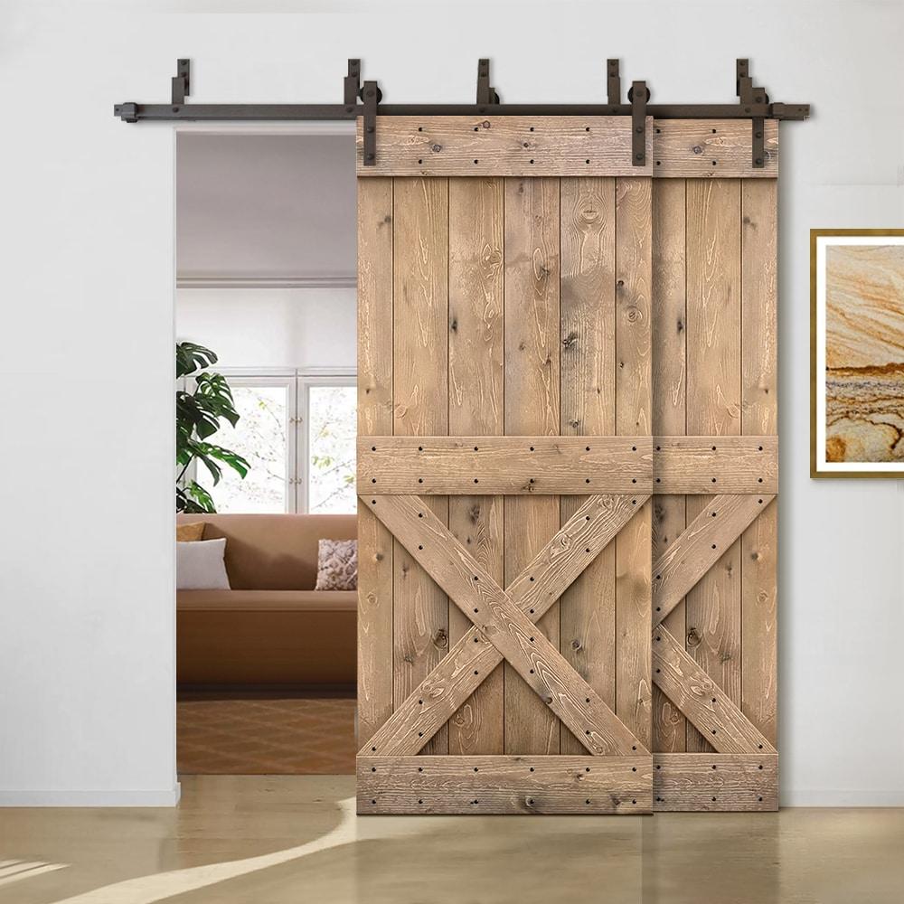 Calhome 84'' Solid Wood Paneled Painted with Installation Hardware Kit Barn Door