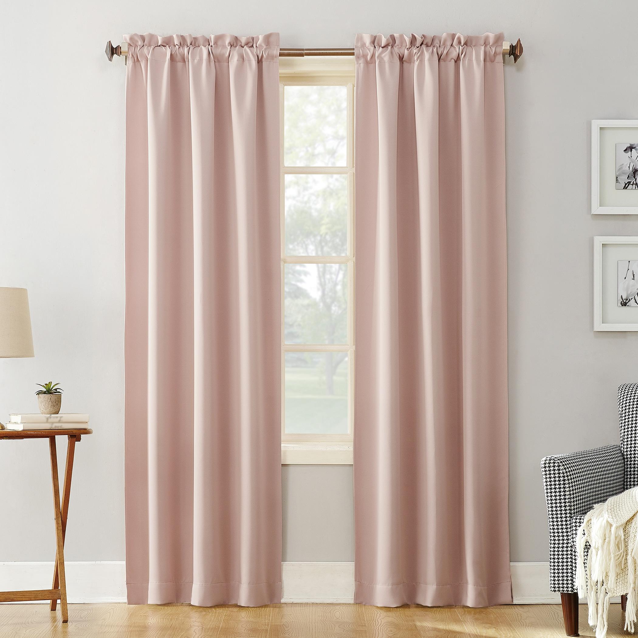 40"x95" Sun Zero Blackout Kenneth Energy Saving Rod Pocket Curtain Panel Blush: Noise Reduction, Energy Efficient