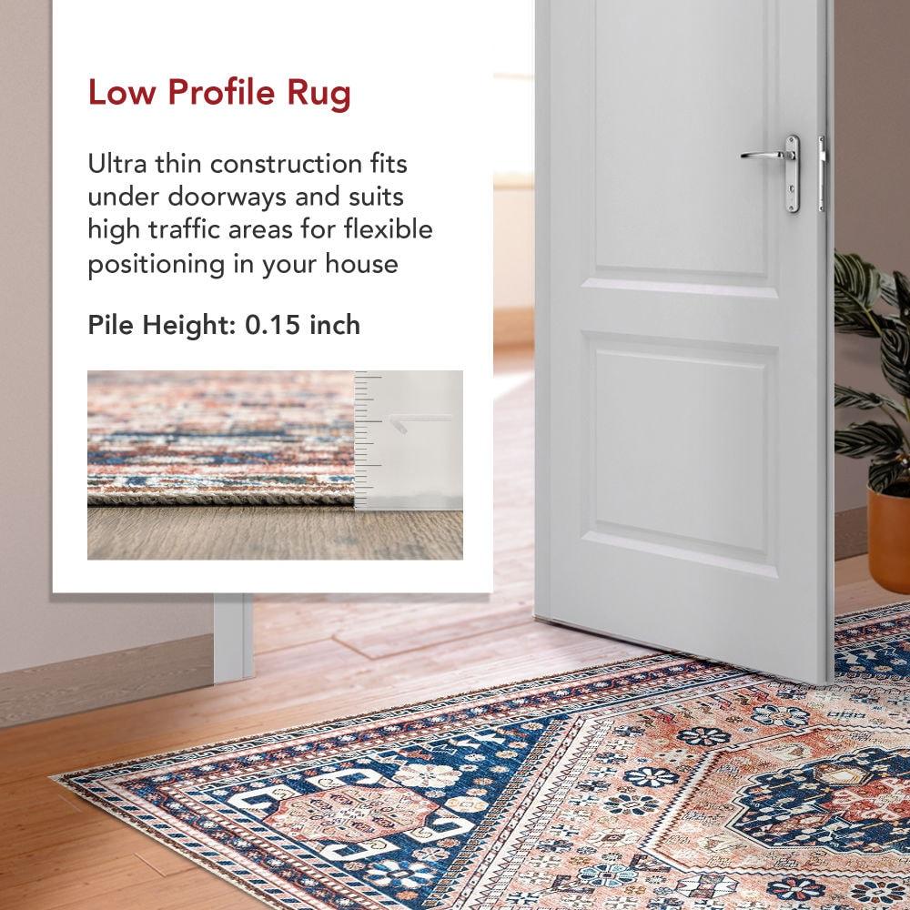 Nuloom Nevaeh Pet Friendly Machine Washable Bohemian Medallion Area Rug, 3' x 5', Dark Blue