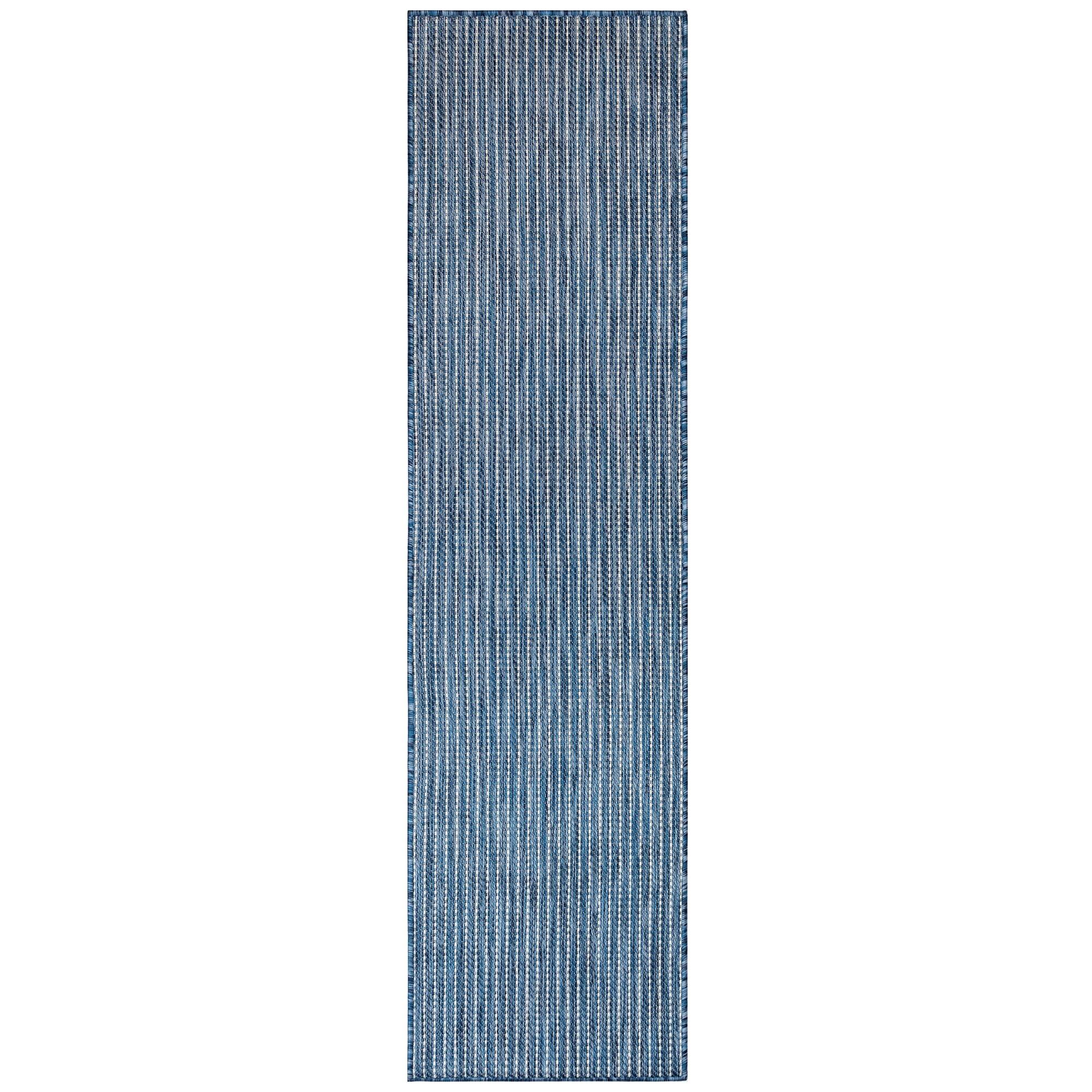 Liora Manne Carmel Texture Stripe Indoor/Outdoor Rug Navy 1'11" x 4'11"