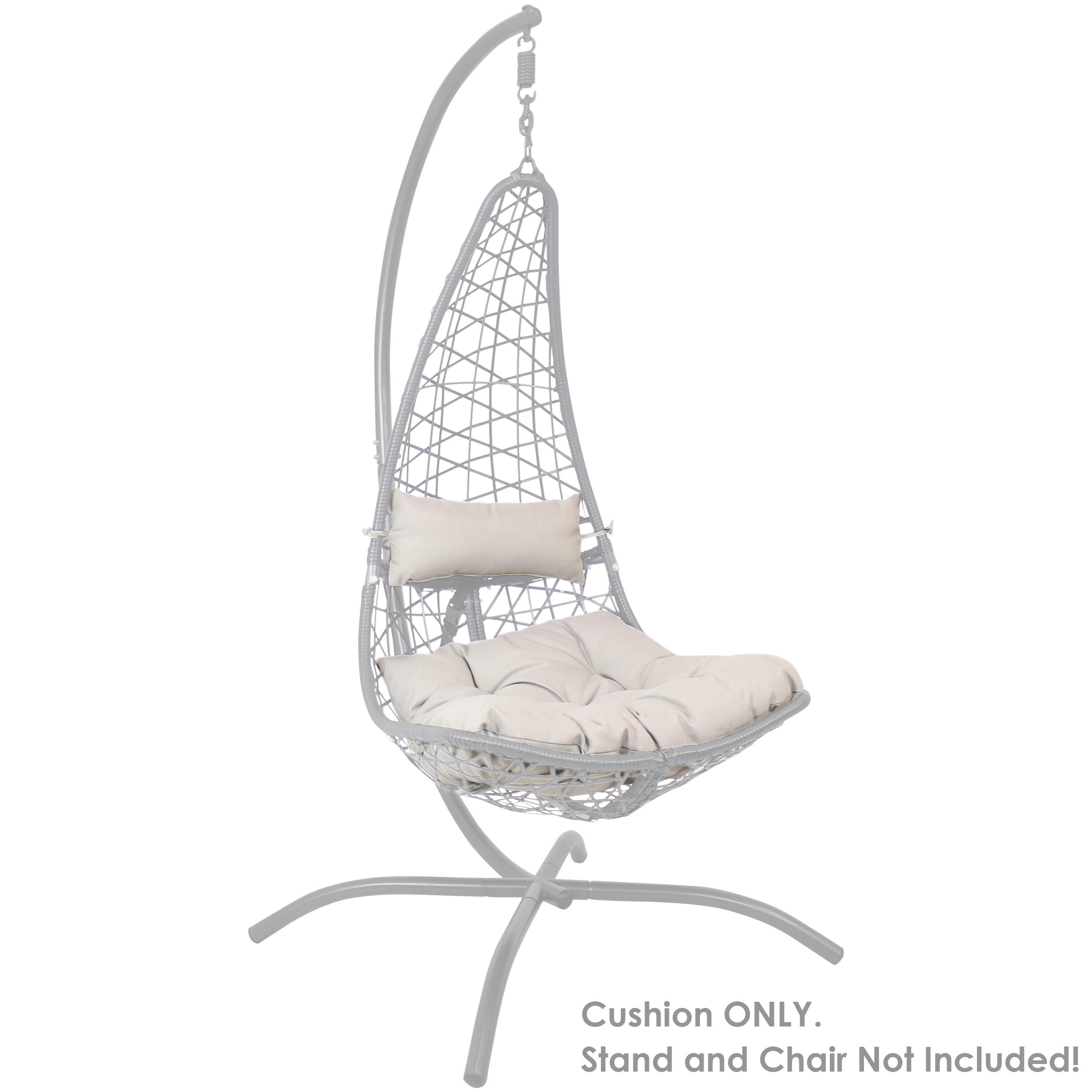 Sunnydaze Outdoor Replacement Headrest and Cushions for Phoebe Hanging Lounge Egg Chair - Gray - 2pc