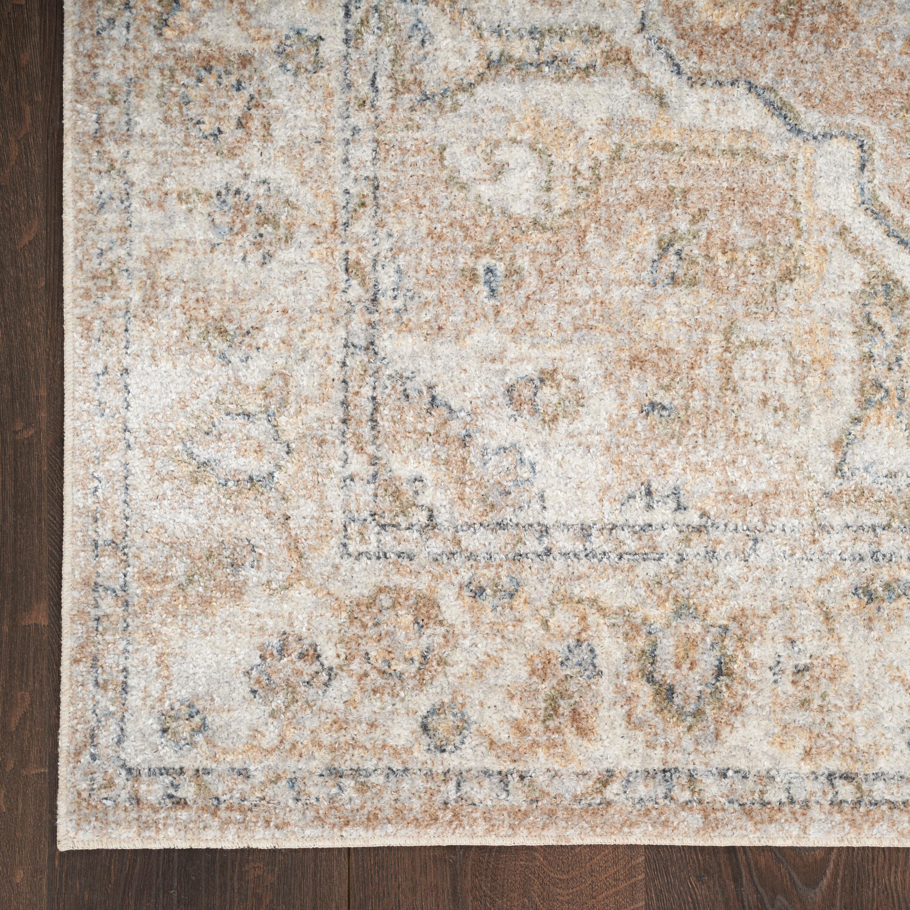 Nourison Astra Machine Washable Vintage Medallion Indoor Bathroom, Kitchen Runner Rug Beige 2'2" x 10'