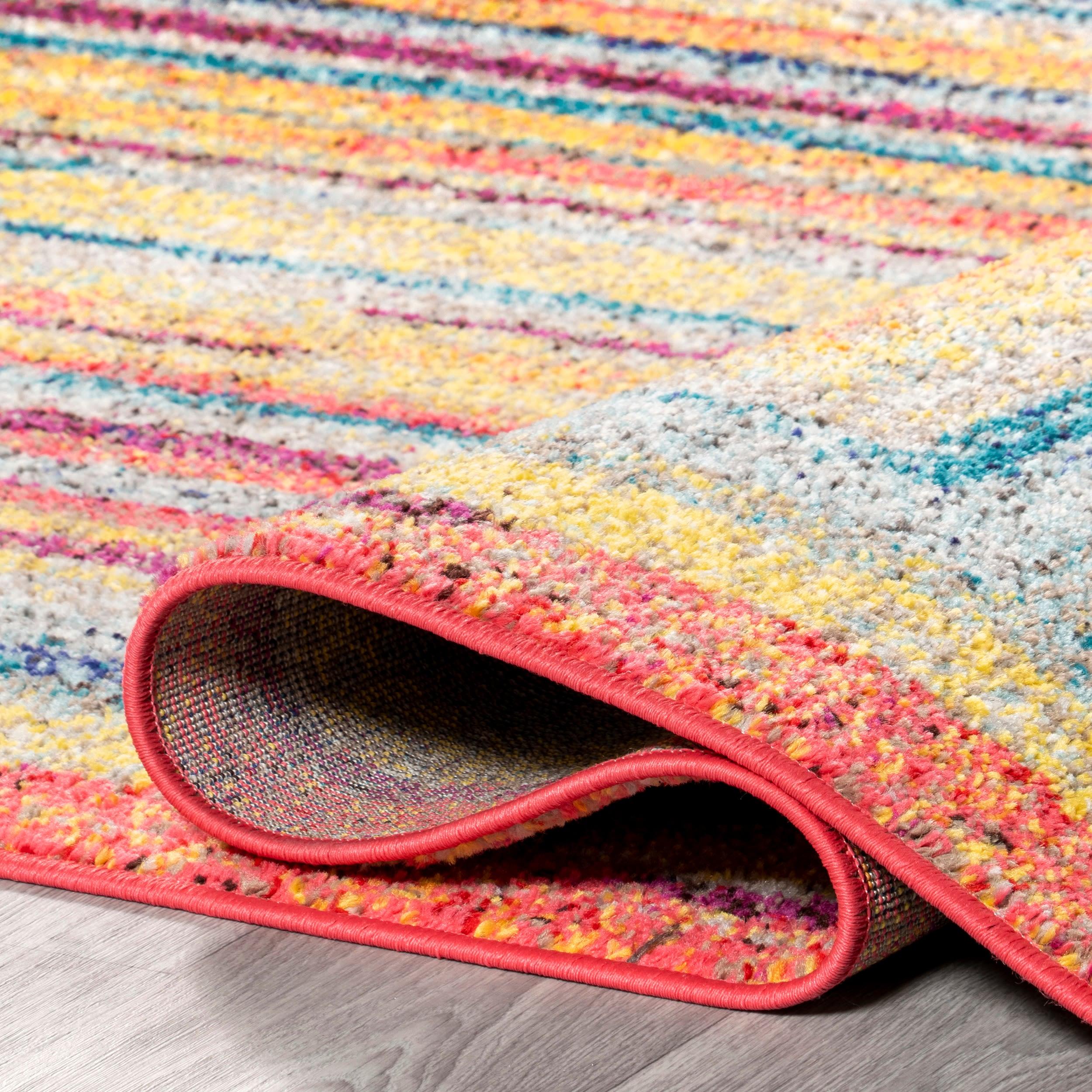 nuLOOM 5'x8' Hargis Labyrinth Area Rug Red/Pink: Contemporary Indoor Low Pile, Stain & Fade-Resistant Rug