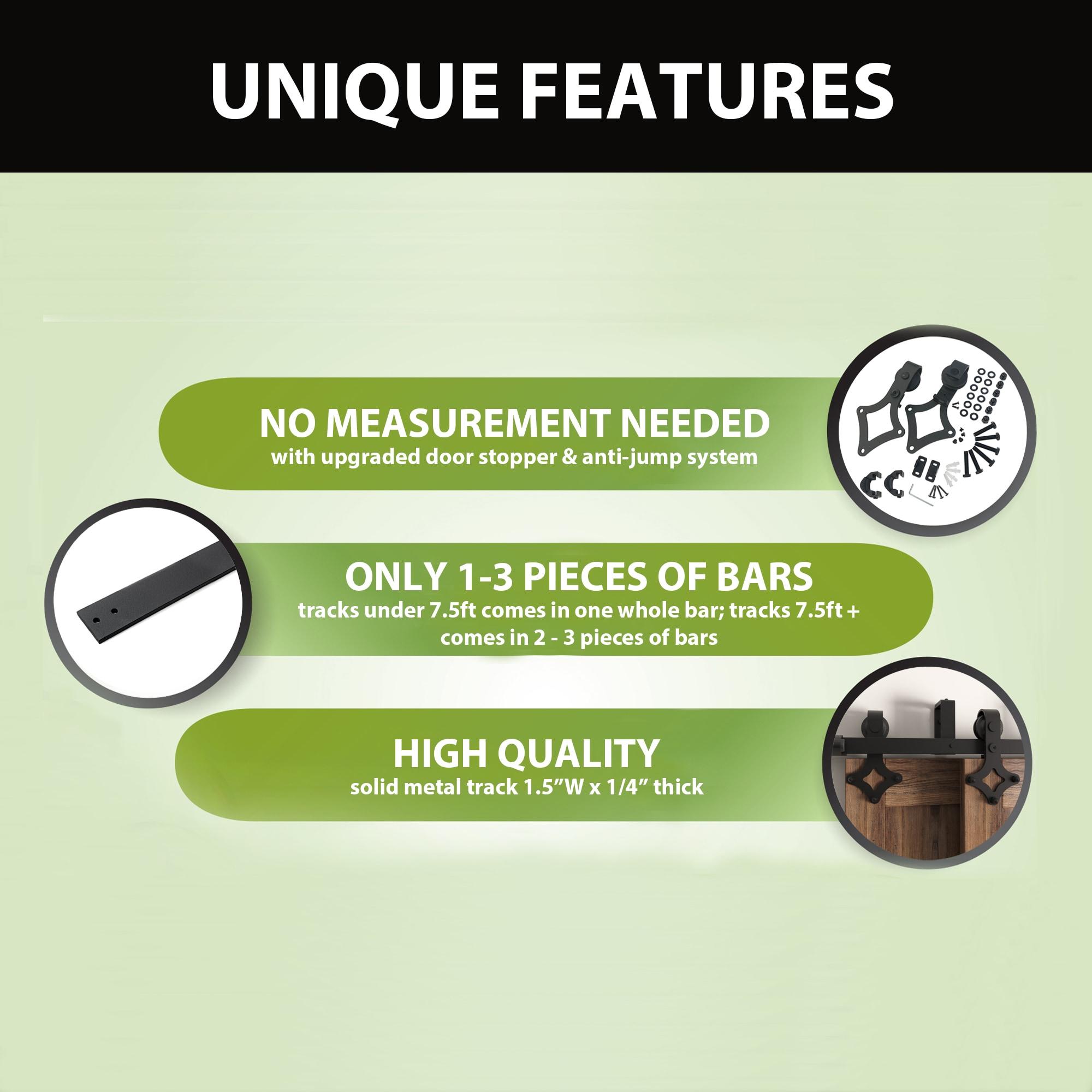 Homacer Black Rustic Diamond Design Double Track Bypass Barn Door Hardware Kit For Two Use( Door Not Included)