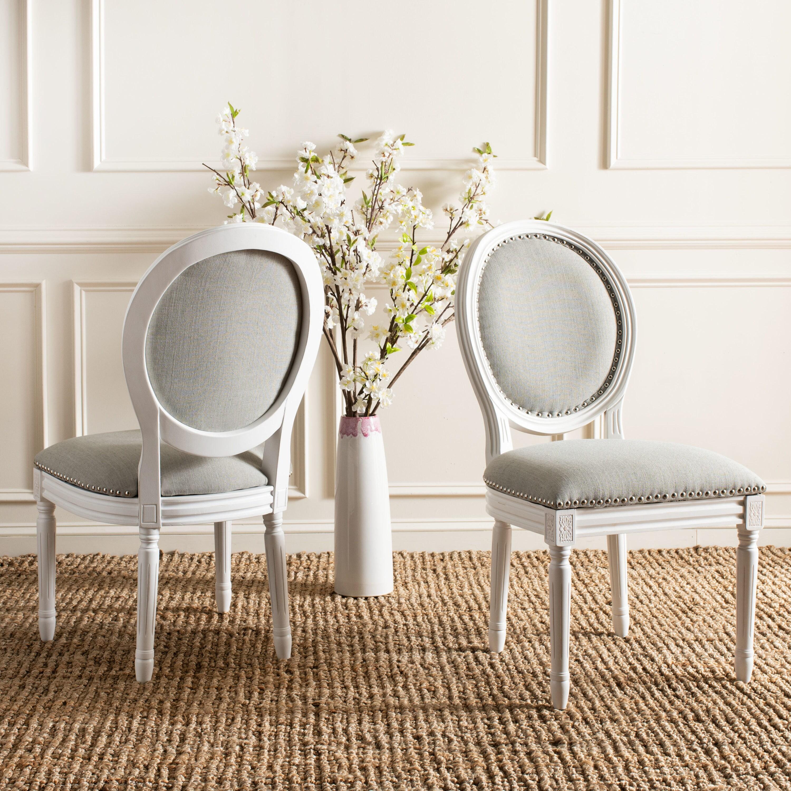 Holloway 19''H French Brasserie Oval Side Chair (Set of 2) - Light Grey/Cream - Safavieh