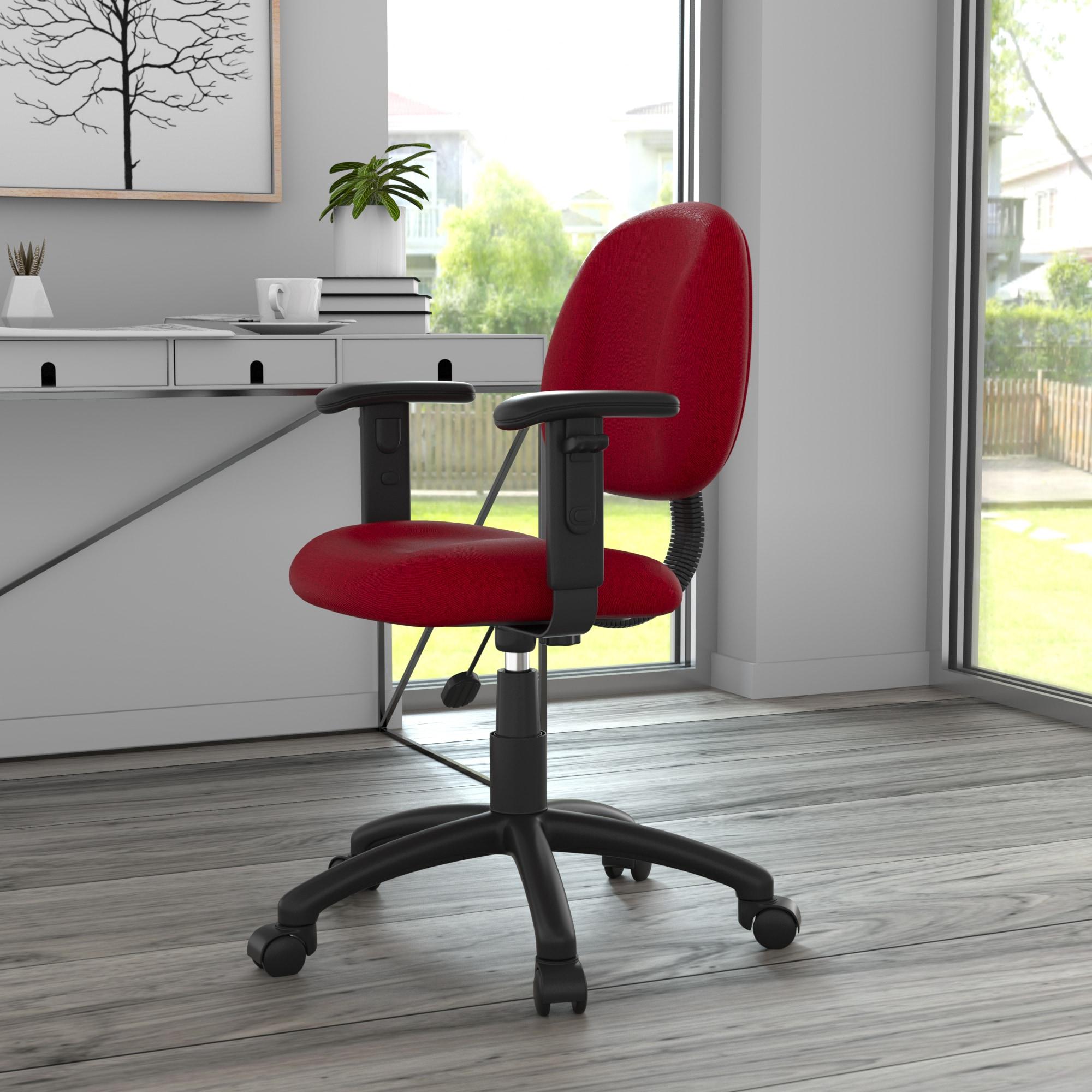 Deluxe Posture Chair with Adjustable Arms Burgundy - Boss Office Products: Ergonomic Swivel, Lumbar Support, Metal Frame