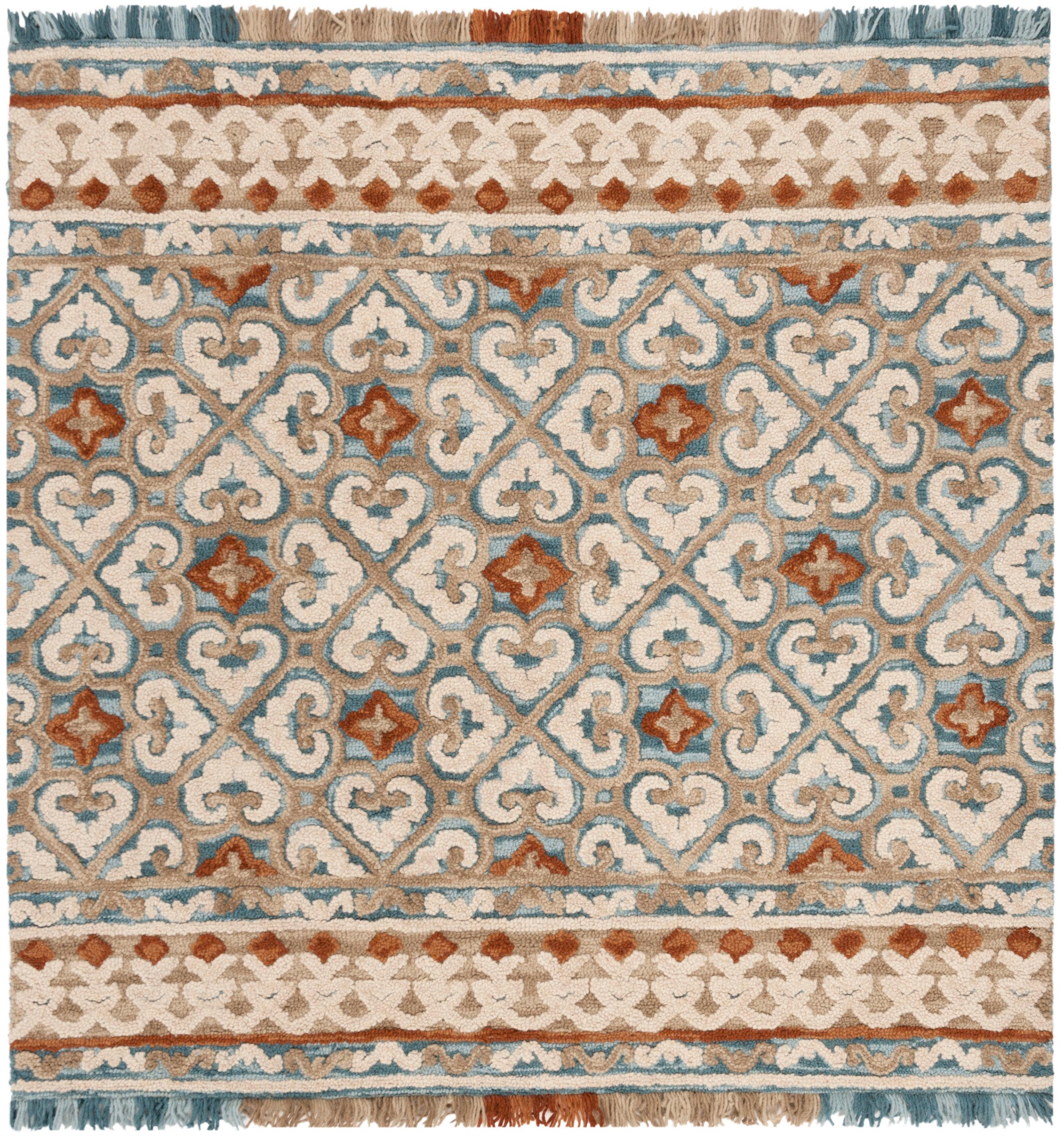 Blossom BLM420 Hand Tufted Area Rug - Ivory/Blue - 6'x6' - Safavieh.