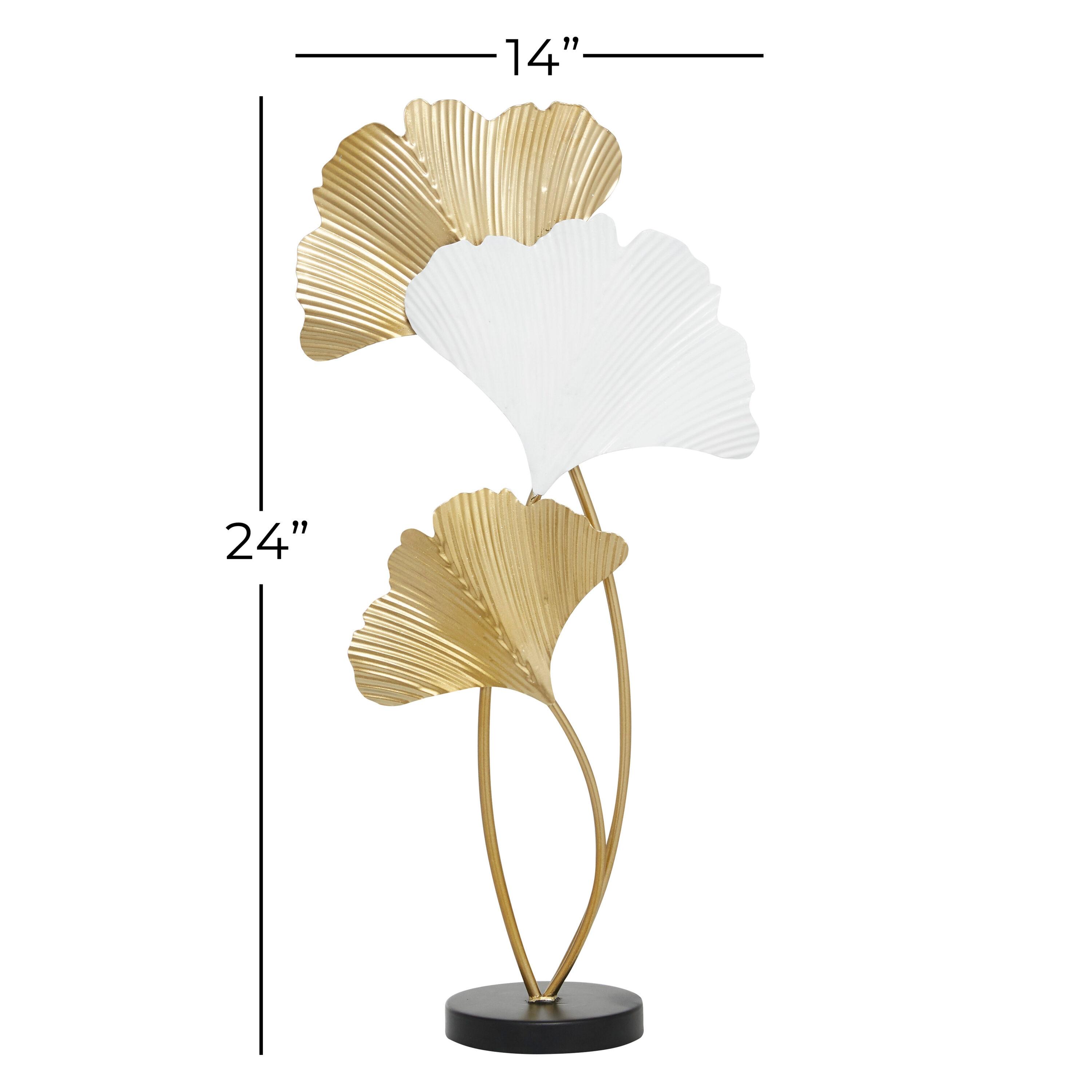 14" x 24" White Metal Leaf Sculpture, by DecMode